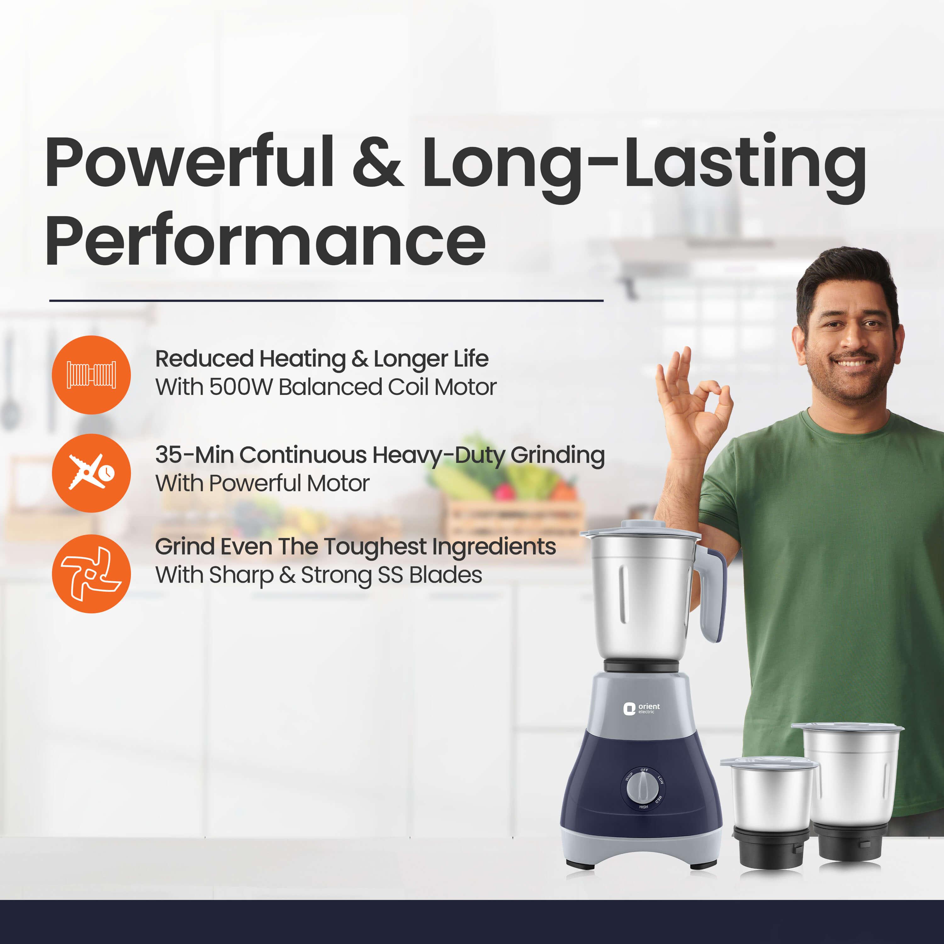 orientelectric Smart Blend 3 Jar Mixer Grinder - view 2