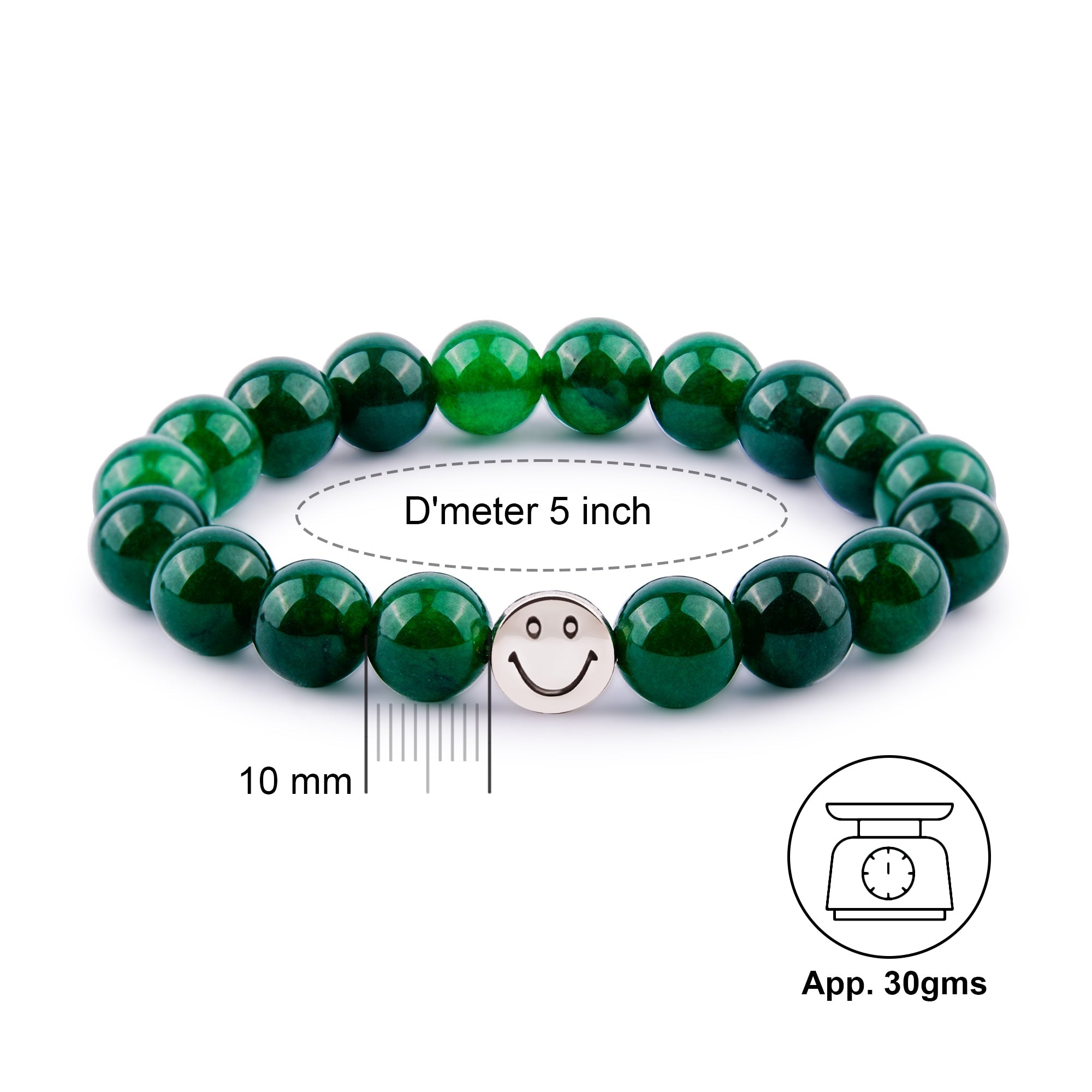 Gemsmantra Smile Bracelet - Green Jade - view 2