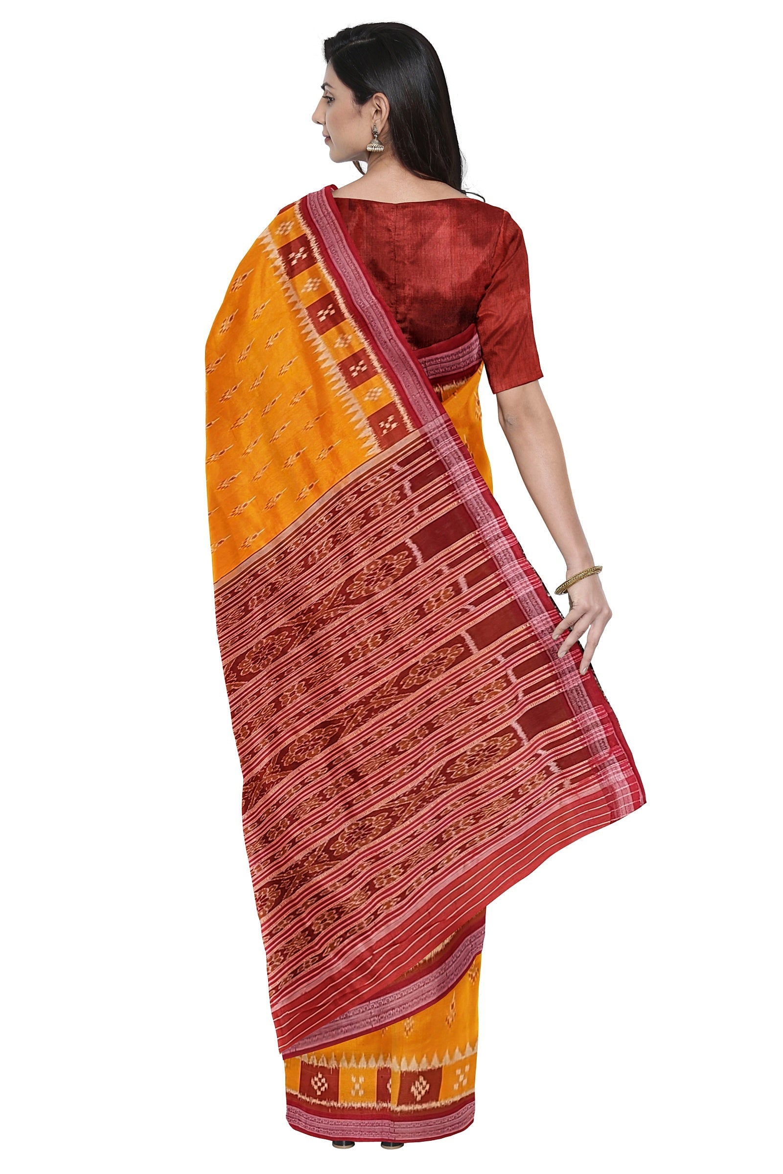 IndianVillèz Yellow Mayura Chandrika Odisha Handloom Khandua Silk Saree - view 2