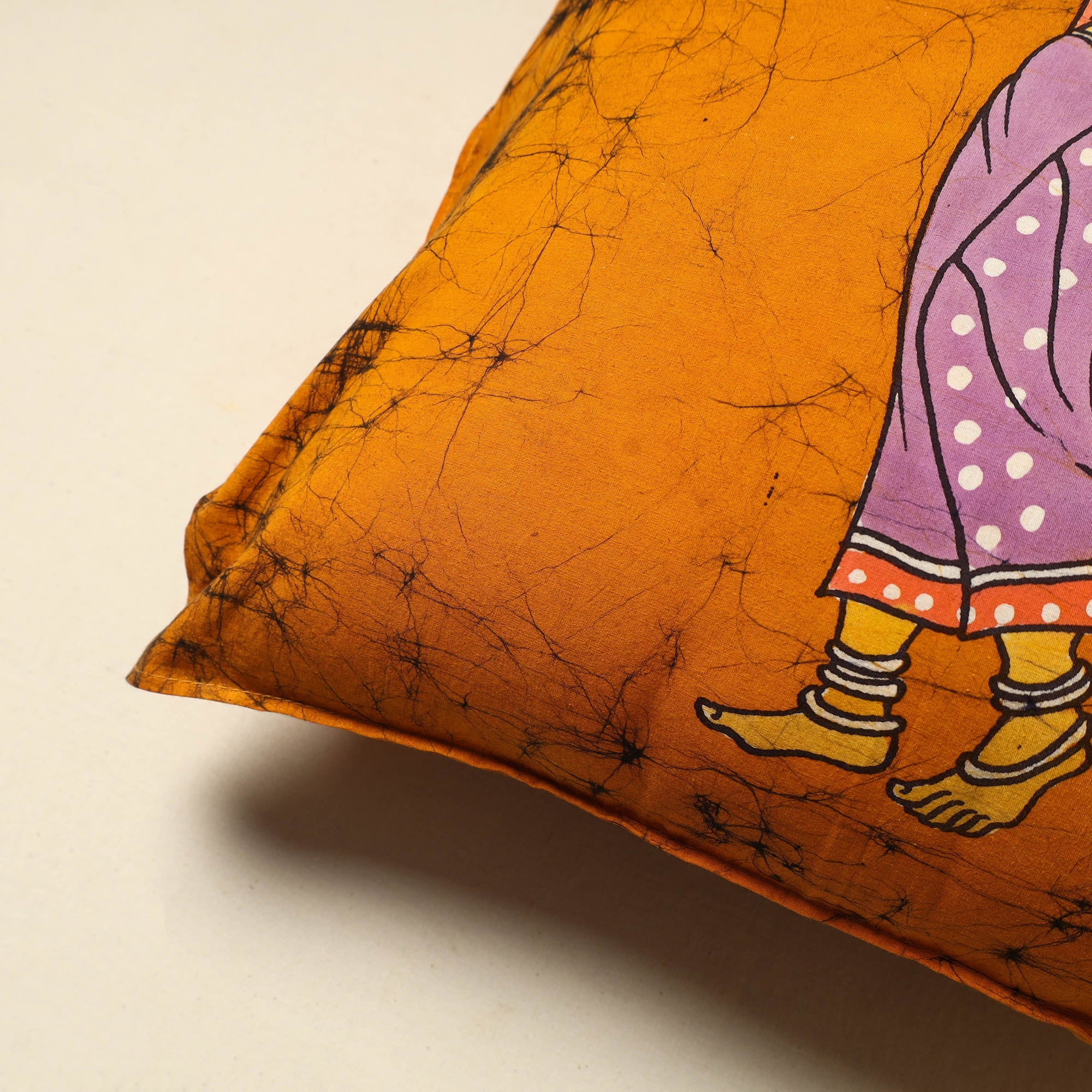 KACHCHH JI CHHAAP Orange - Pure Cotton Hand Batik Cushion Cover (18 x 18 in) 43 - view 2