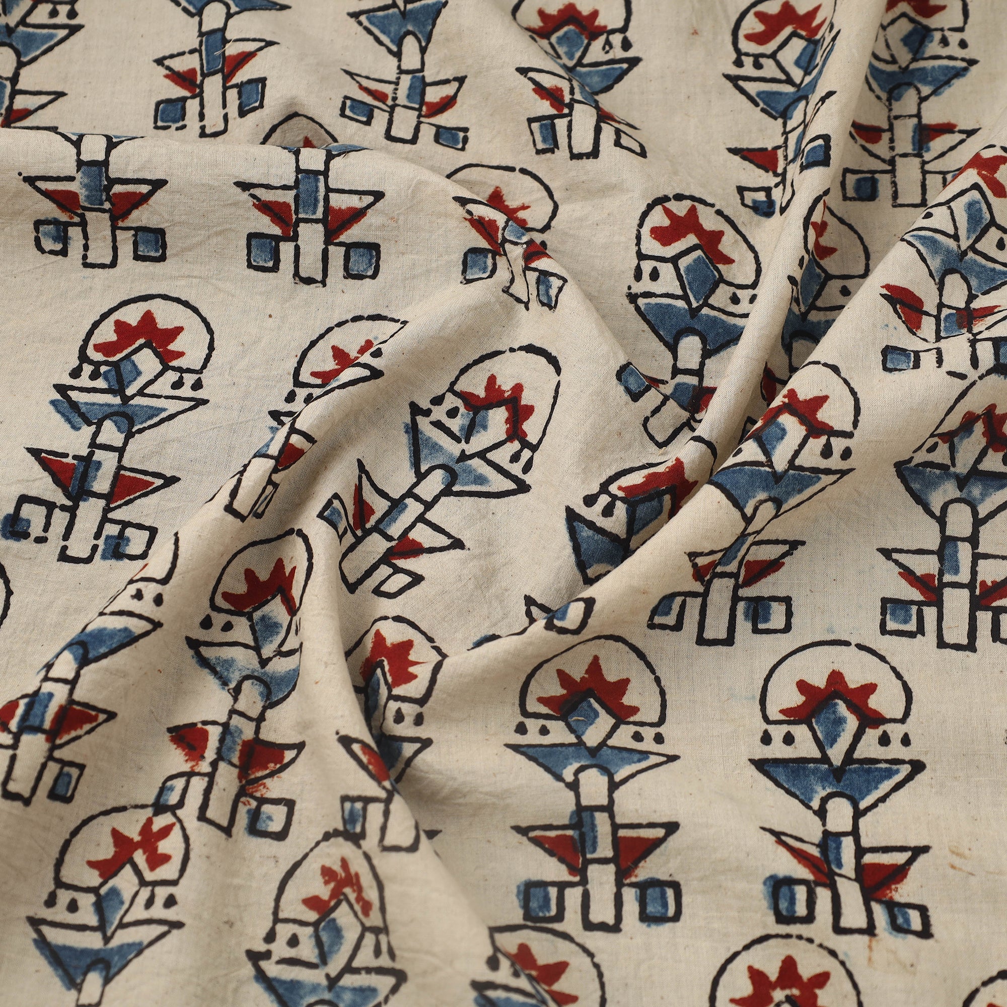 KACHCHH JI CHHAAP Beige - Block Print Cotton Natural Dyed Ajrakh Fabric 51 - view 3