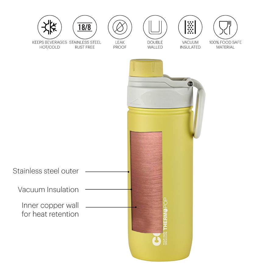 Cello Pop Hot & Cold Stainless Steel Kids Water Bottle, 600ml - view 28
