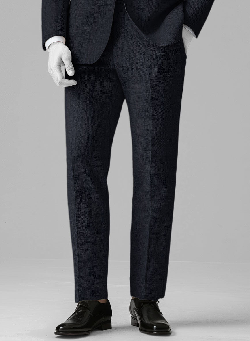 StudioSuits Napolean Artici Windowpane Blue Wool Pants - view 2
