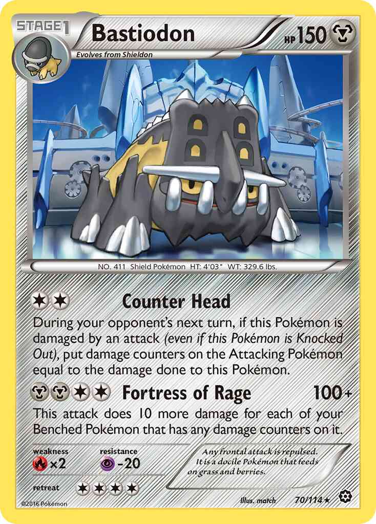 Rare xy11-70 non-holo – Pokémon Bastiodon - 70/114 - Rare [xy11-70] [Non-Holo]