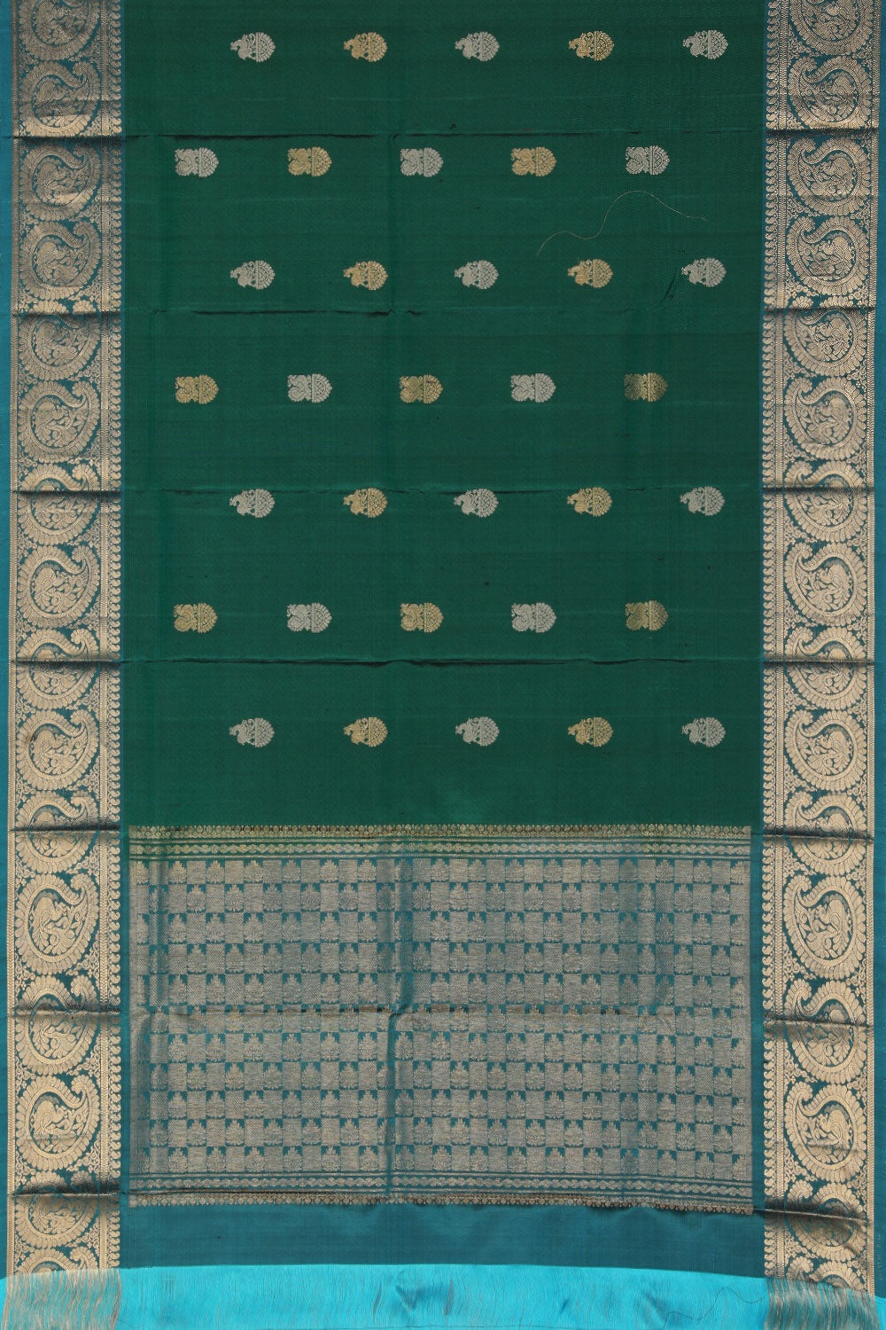 Kalanjali Gadwal Teal-Green Dupatta - view 3