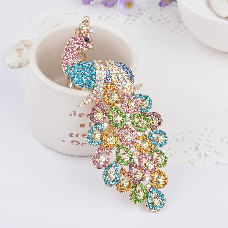 Peeperly Lavish Diamond Peacock Alloy Keychain - view 2