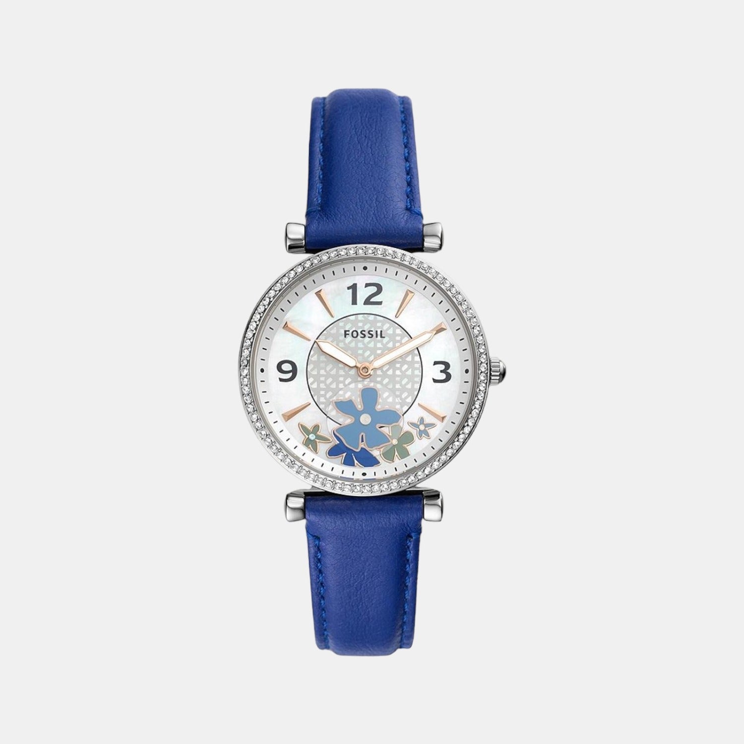 Fossil Carlie Women Quartz White Dial Analog Leather Watch ES5188