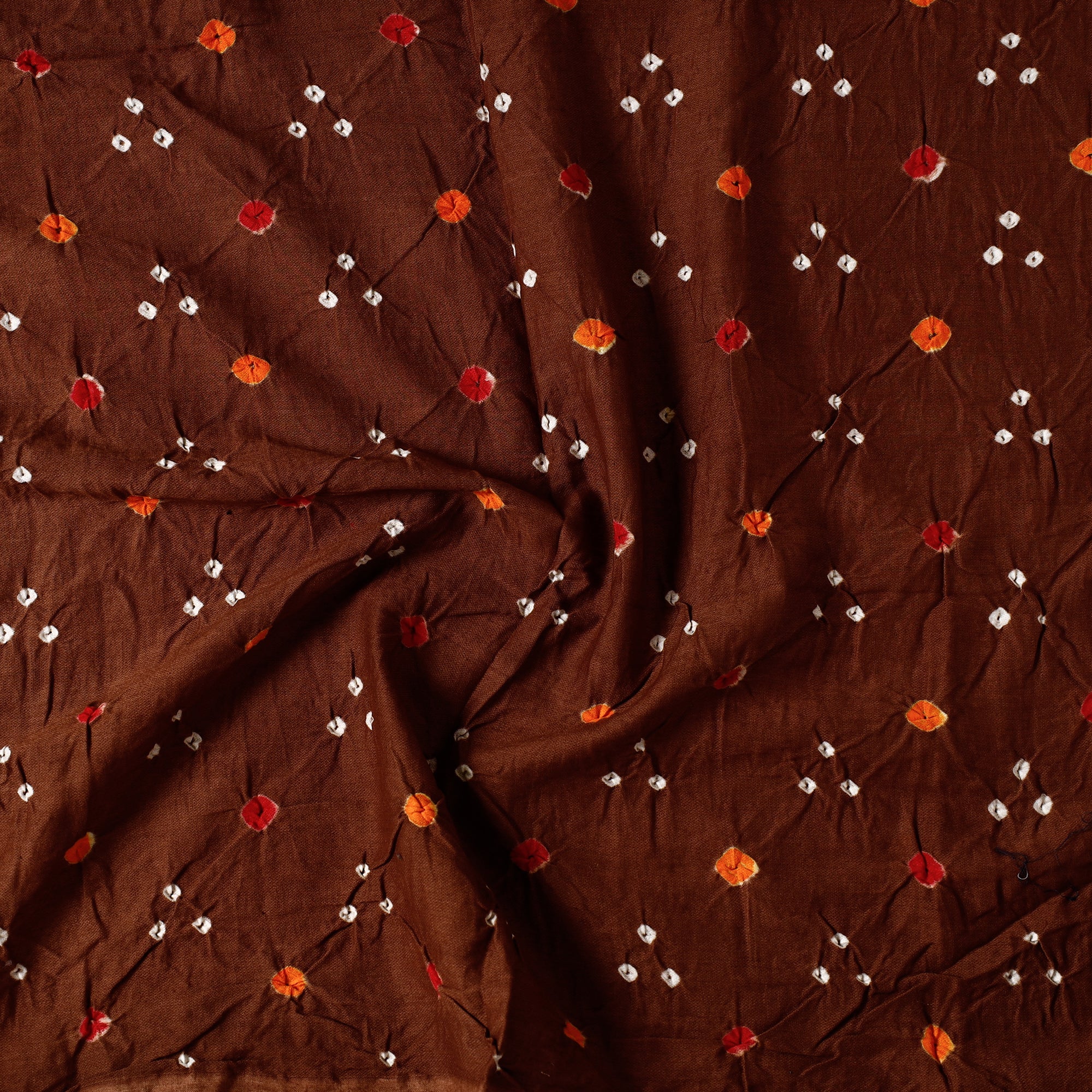 KACHCHH JI CHHAAP Brown - Kutch Bandhani Tie-Dye Cotton Precut Fabric (0.8 meter) 16 - view 2