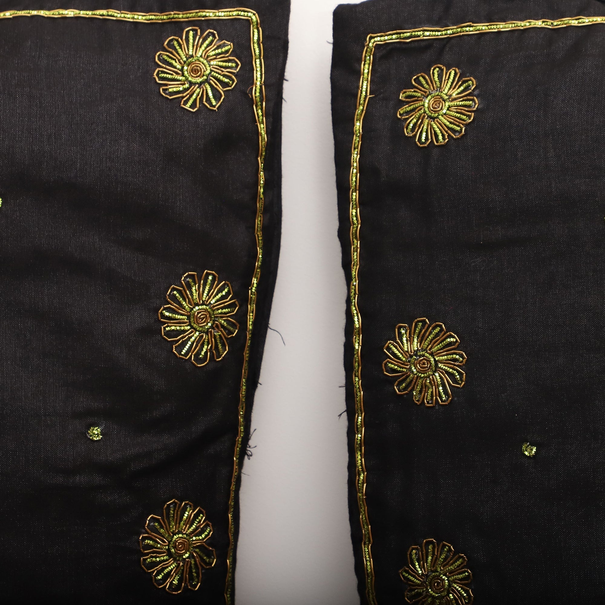 TICS Black - Star Butas - Zardozi Hand Embroidered Raw Silk Cushion Cover (Set of 5) - view 10