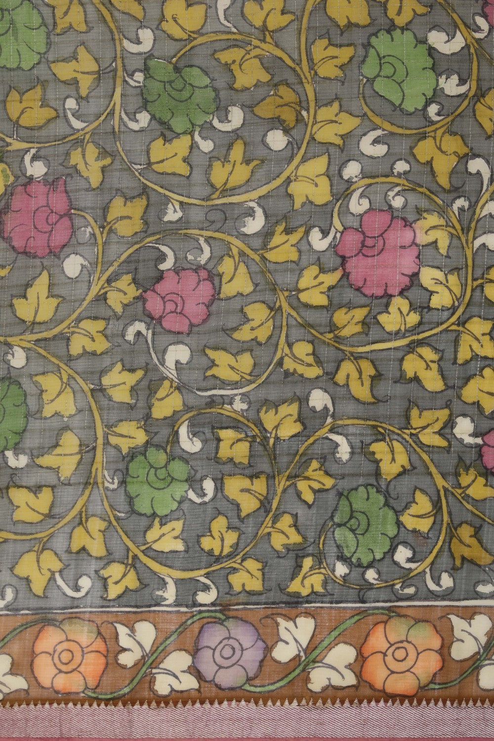 Kalanjali Kalamkari Painted Saree With Natural Dyes. - view 4