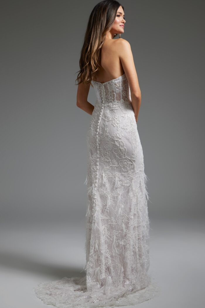 Jovani JB40590 Lace Bridal Gown Long Beaded Fit Wedding Dress - view 2