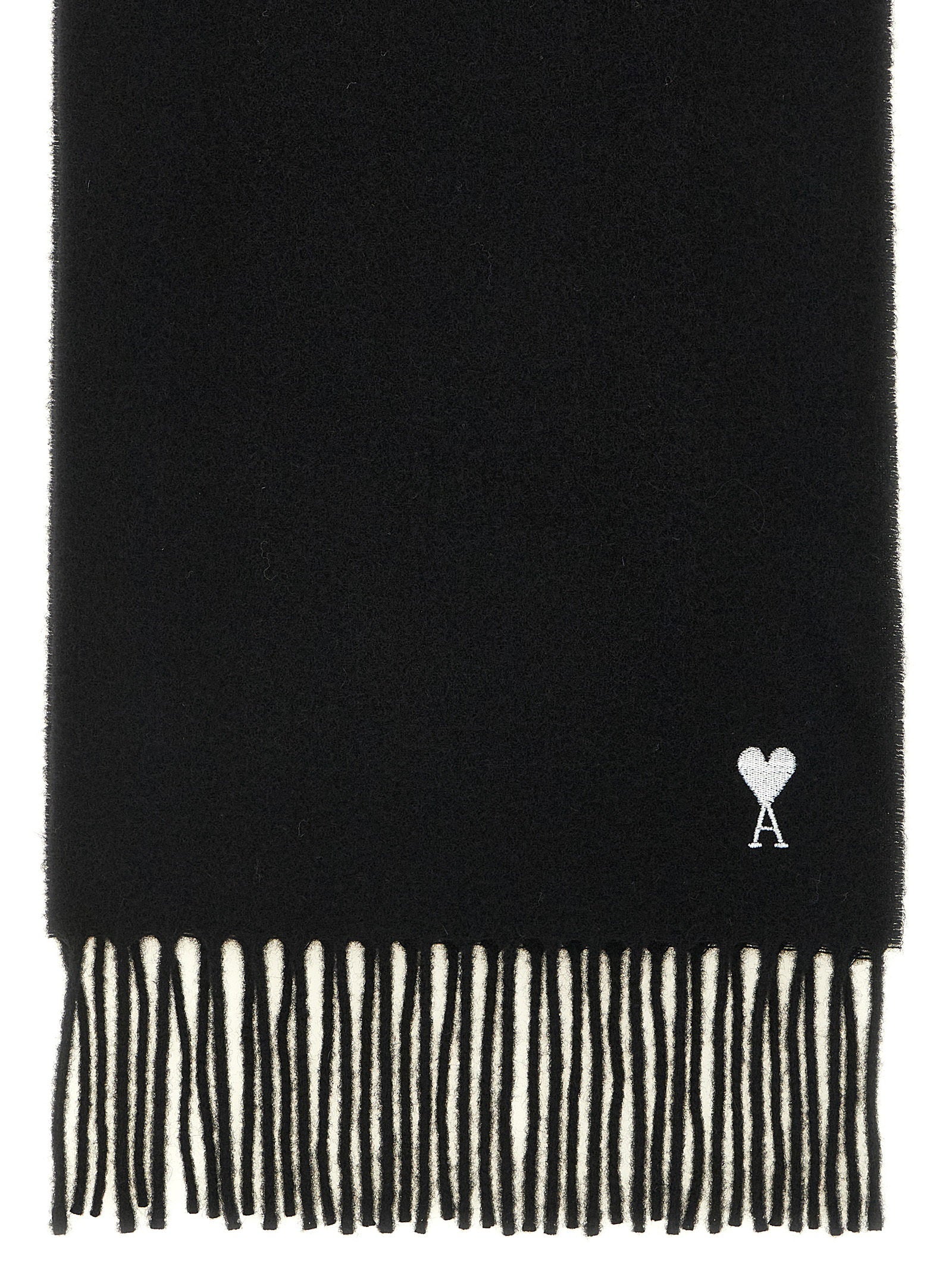 Ami Paris Quota Scarf With Adc Embroidery And Fringes - view 2