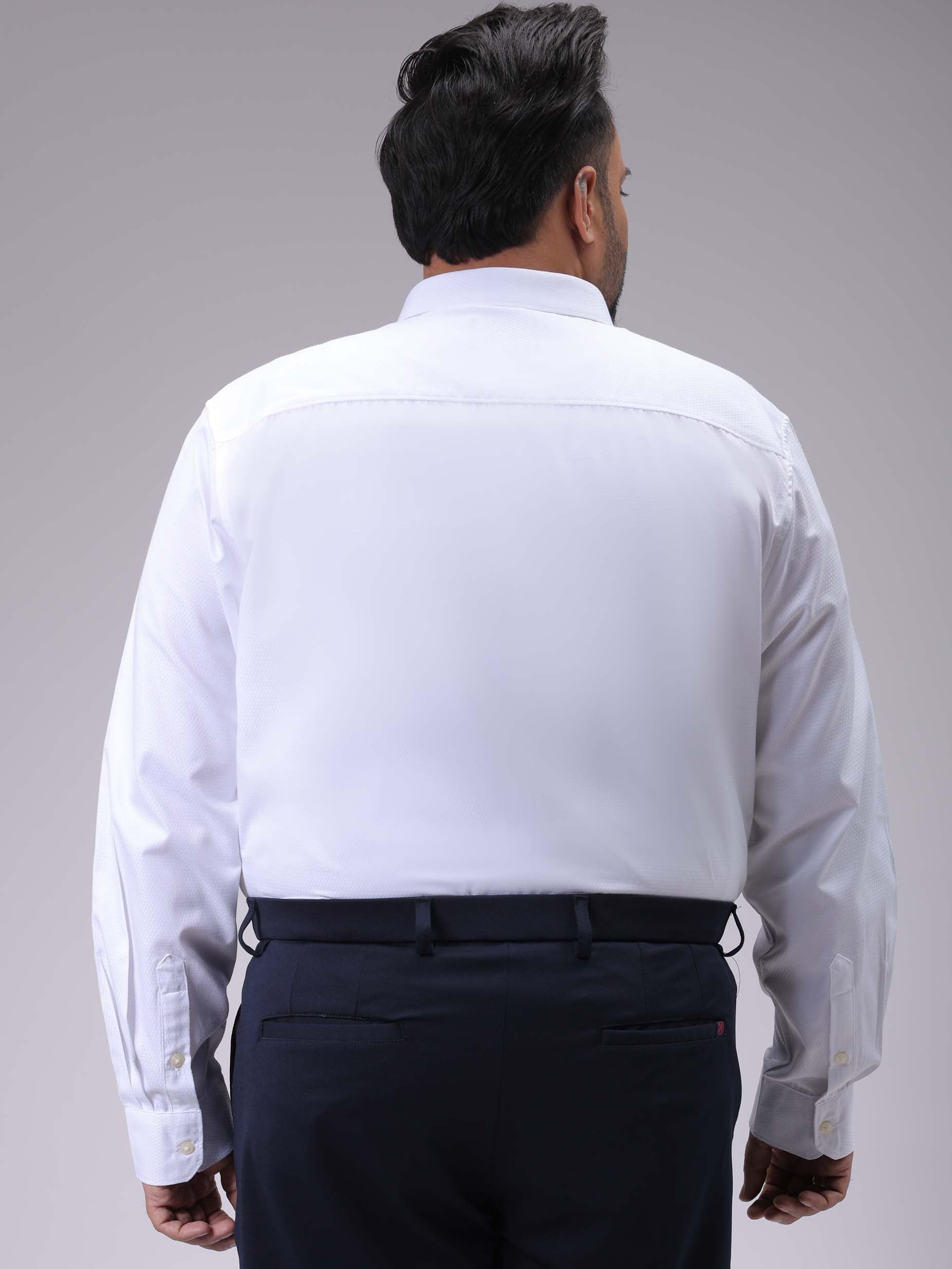HARDSODA Men's Plus Size White Regular Fit Solid Formal Shirt - view 4