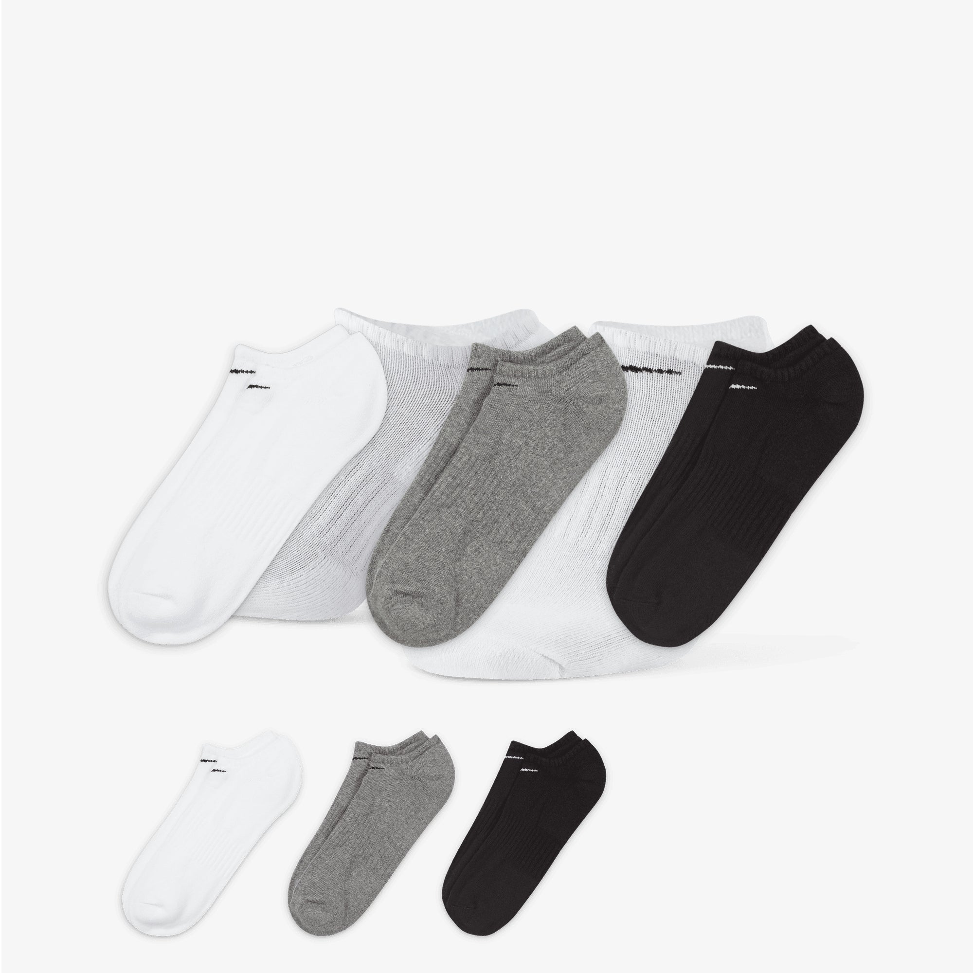 Nike | Everyday Cushioned Training No-show Socks { Grey/white/black - view 3