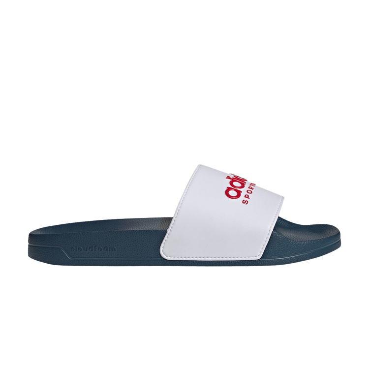 Yeezy adidas Adilette Shower Slides Cloud White Better Scarlet Team Navy Blue