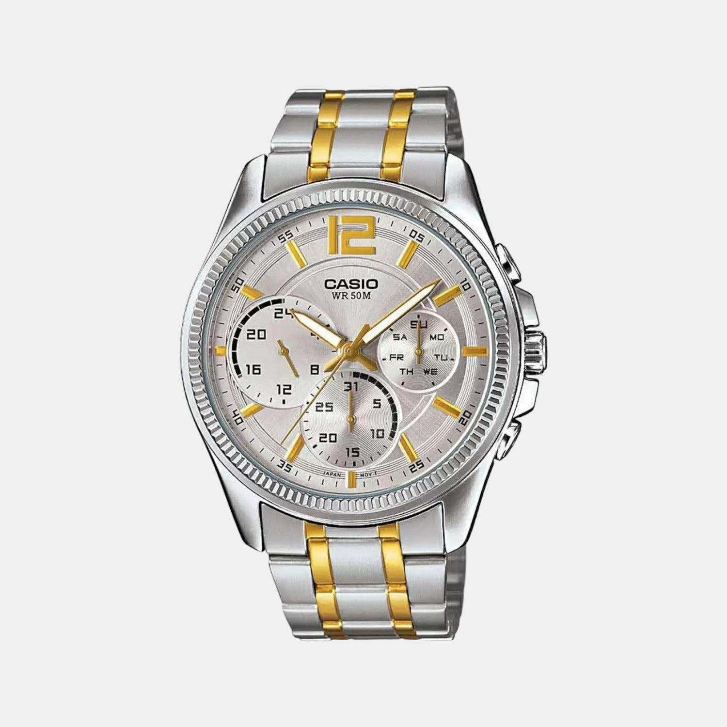 Casio Enticer Men Quartz Silver Dial Chronograph Stainless Steel Watch A1664