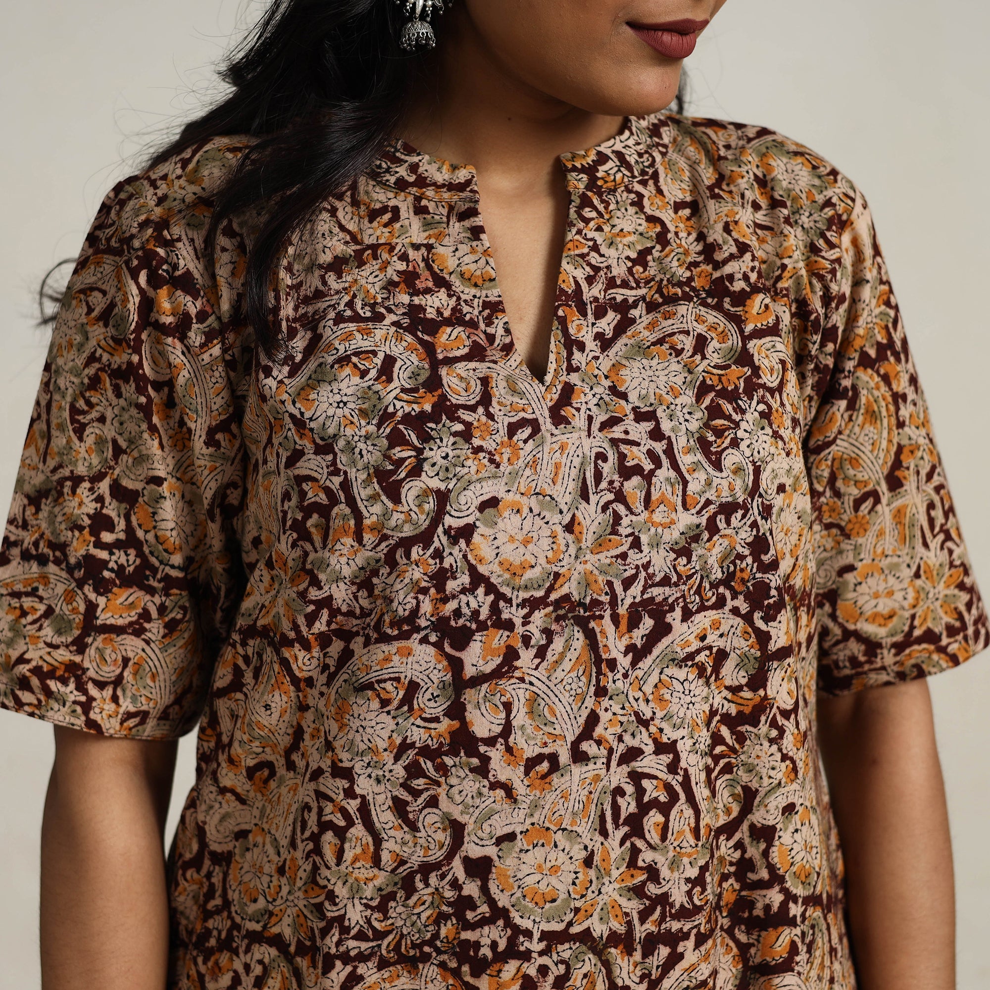 ITOKRI CASUALS Brown - Block Printed Cotton Kalamkari Kurta Set 24 - view 5