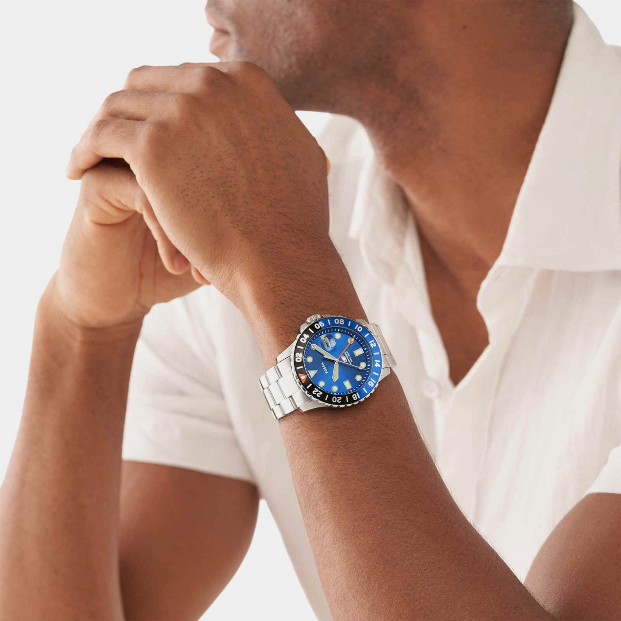 Fossil Blue GMT Men GMT Blue Dial Analog Stainless Steel Watch FS5991 - view 3