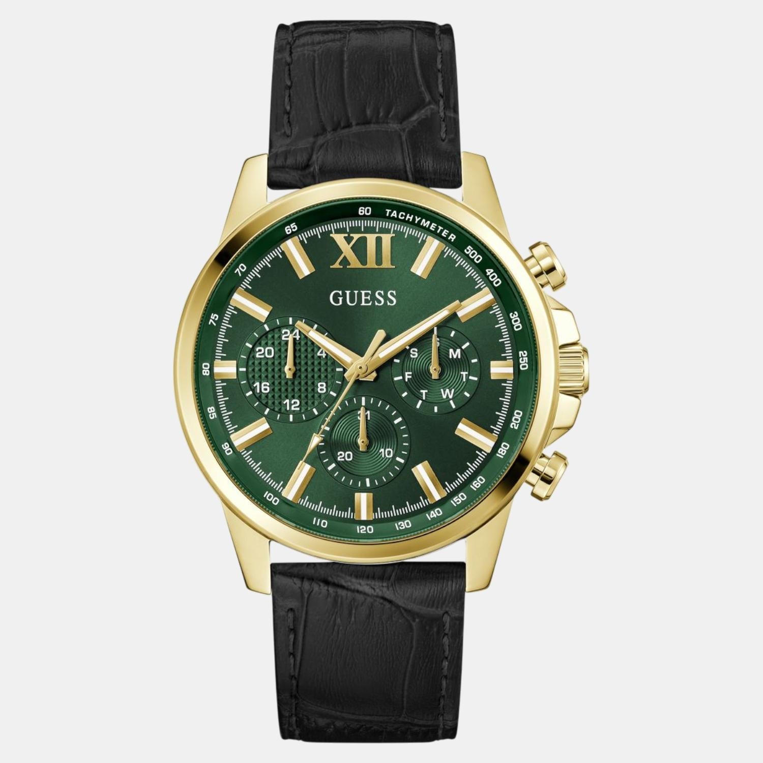 Guess Dress Men Quartz Green Dial Chronograph Leather Watch GW0901G4 - view 2