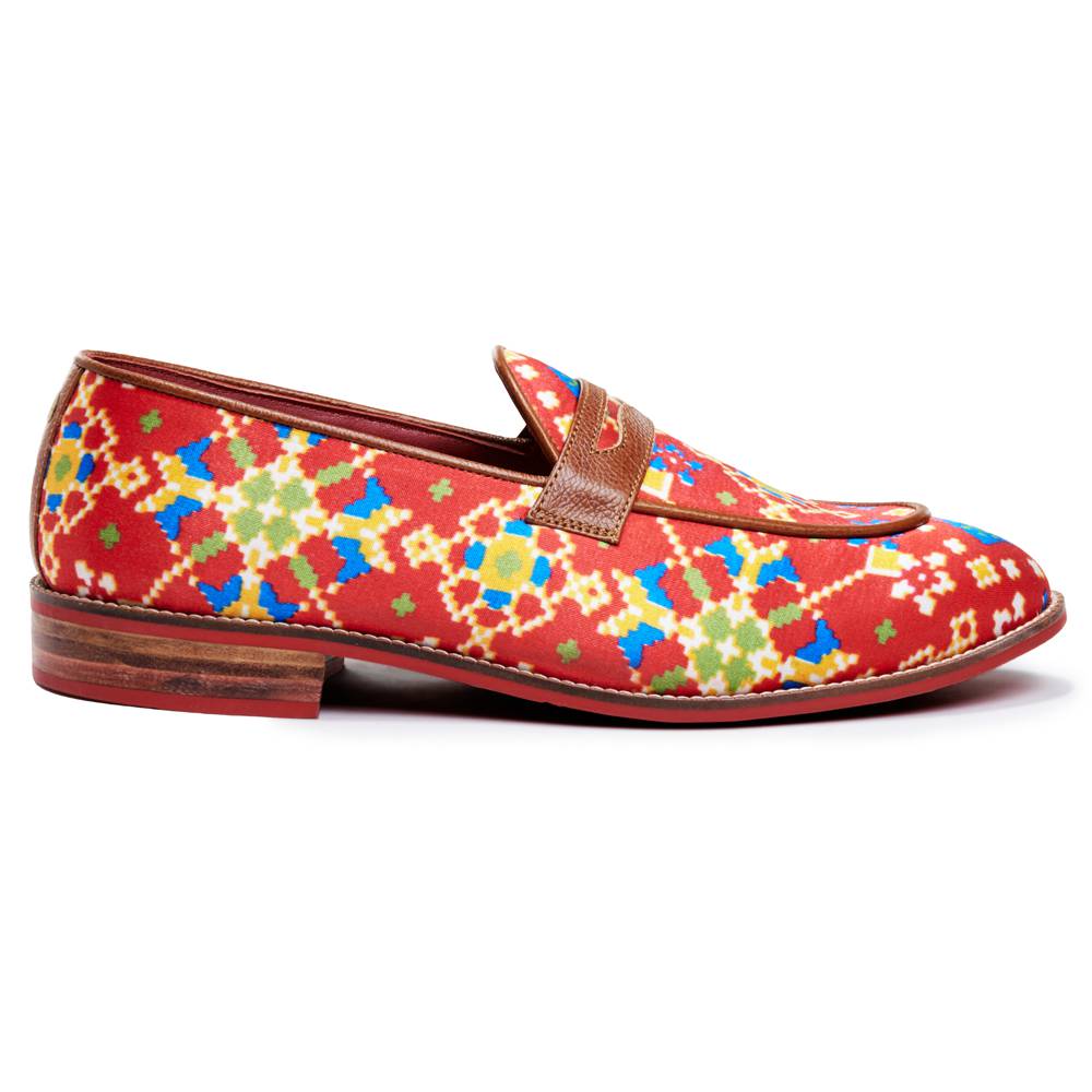 Banjaaran India Patola Loafers Men - Crimson