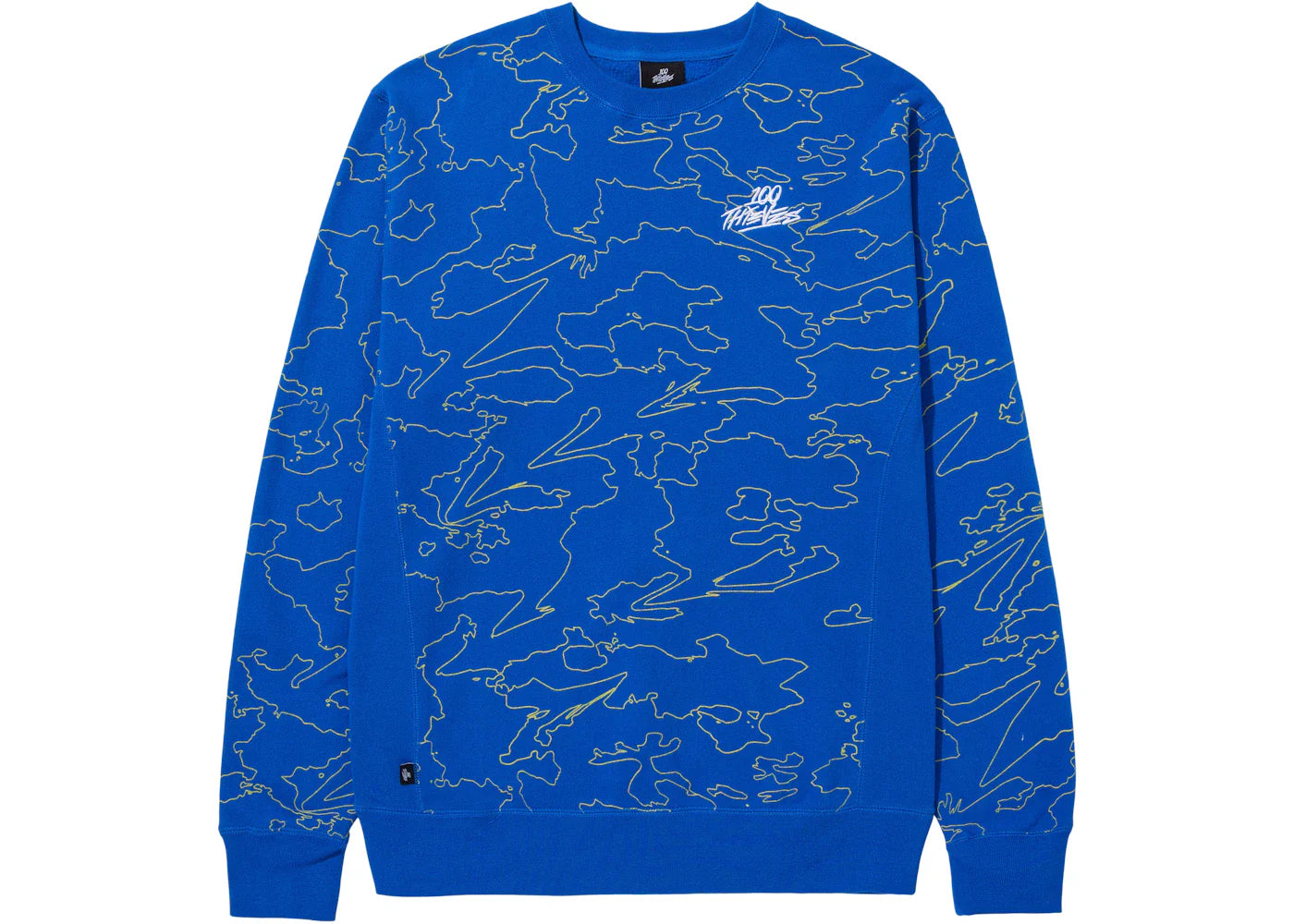 100 Thieves Foundations Geoprint Crewneck Royal/Yellow