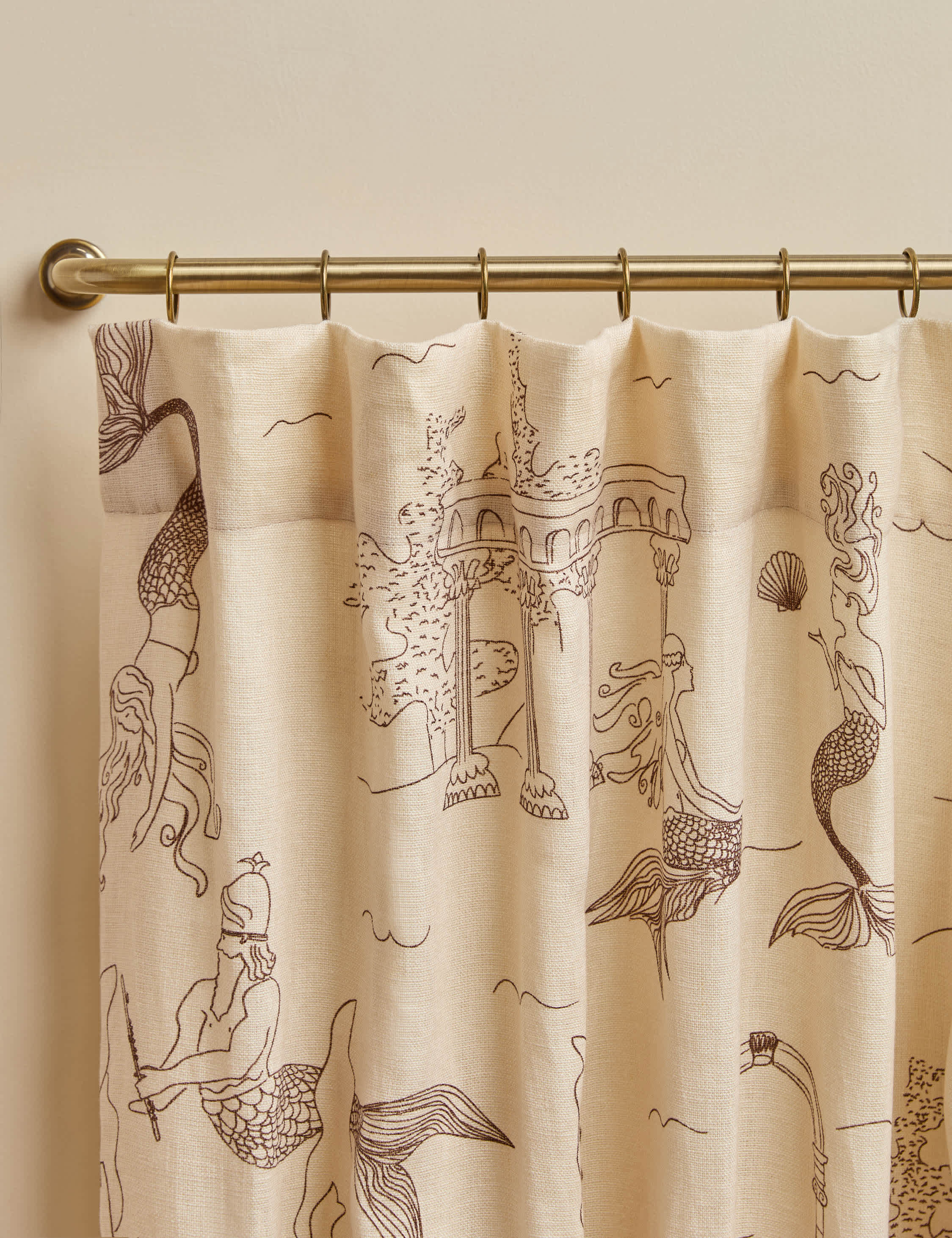 Lulu and Georgia Mermaid Toile Linen Curtain Panel by Sarah Sherman Samuel - view 2