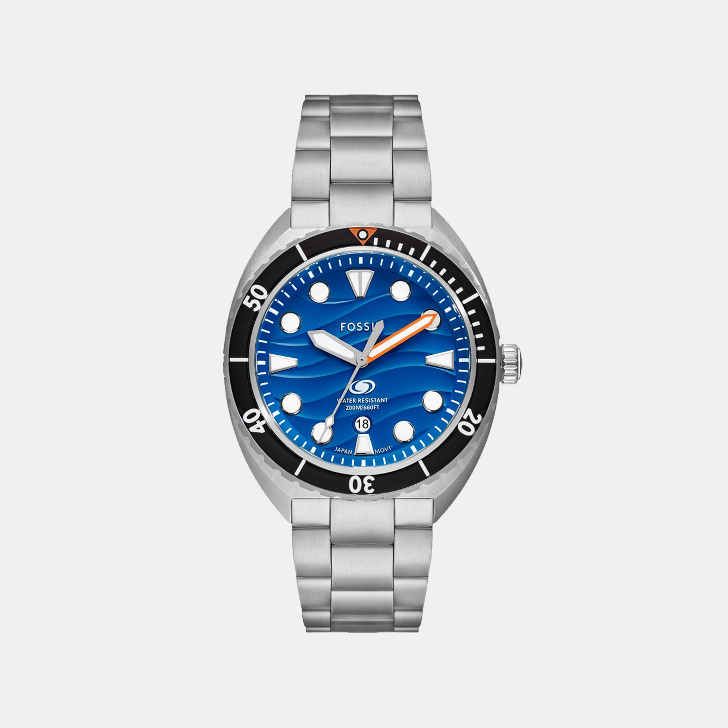 Fossil Breaker Men Quartz Blue Dial Analog Stainless Steel Watch FS6064