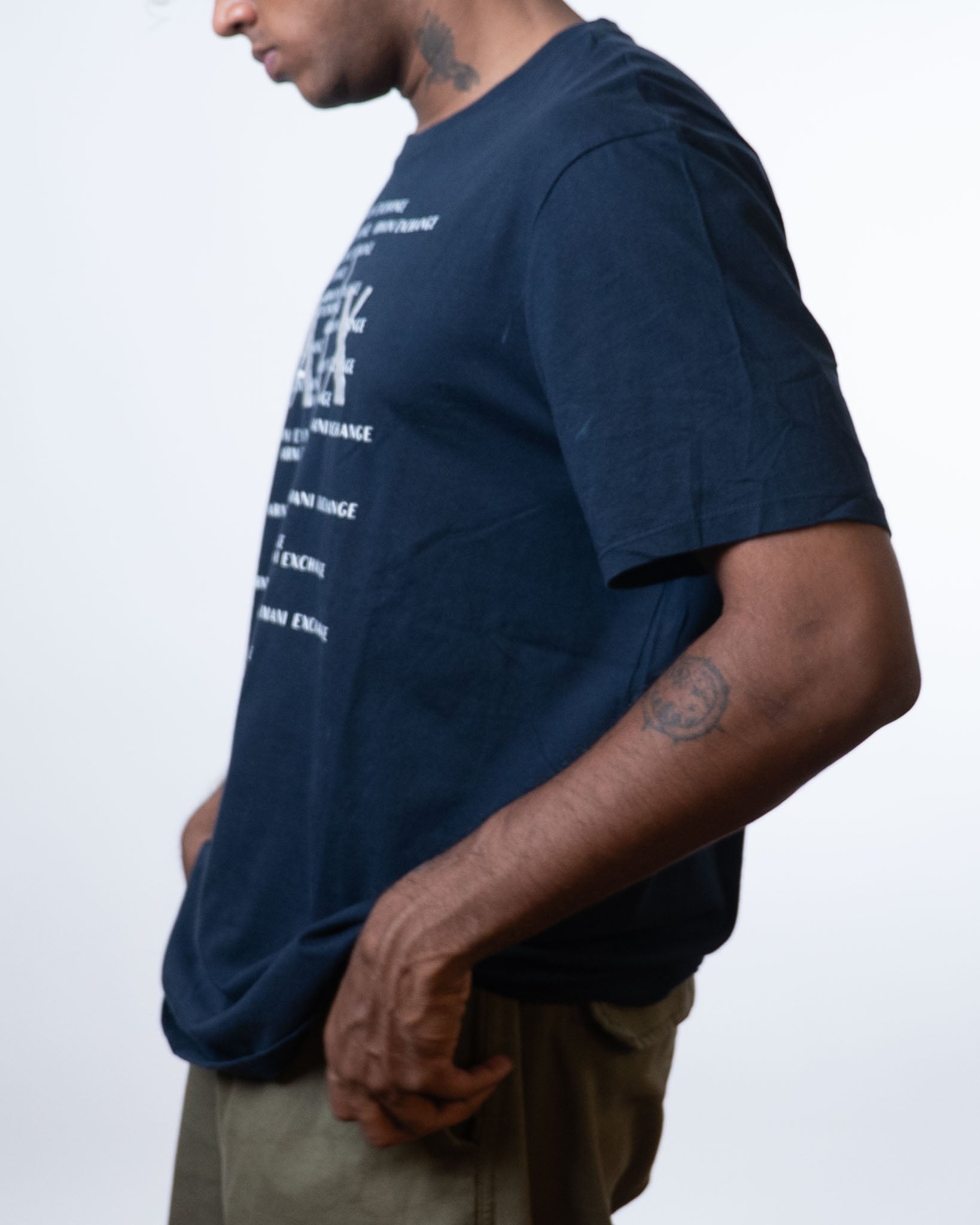 Armani Exchange Multiple Logo Navy Blue Tee - view 2