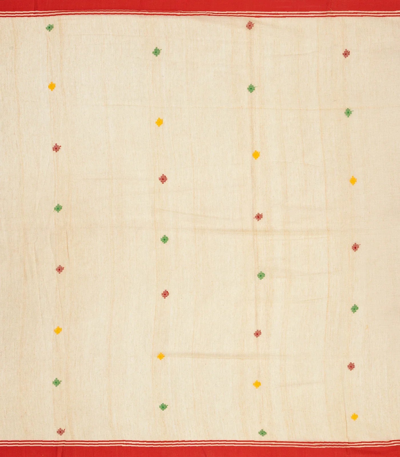 RmKV Beige Handloom Bengal Cotton Saree With Plus Buttas - view 4