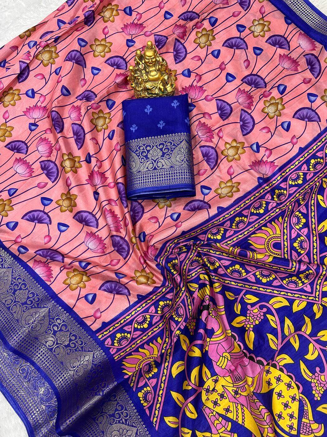 Shubh Adorning Pink Digital Printed Dola Silk Saree With Pleasant Blouse Piece - view 2
