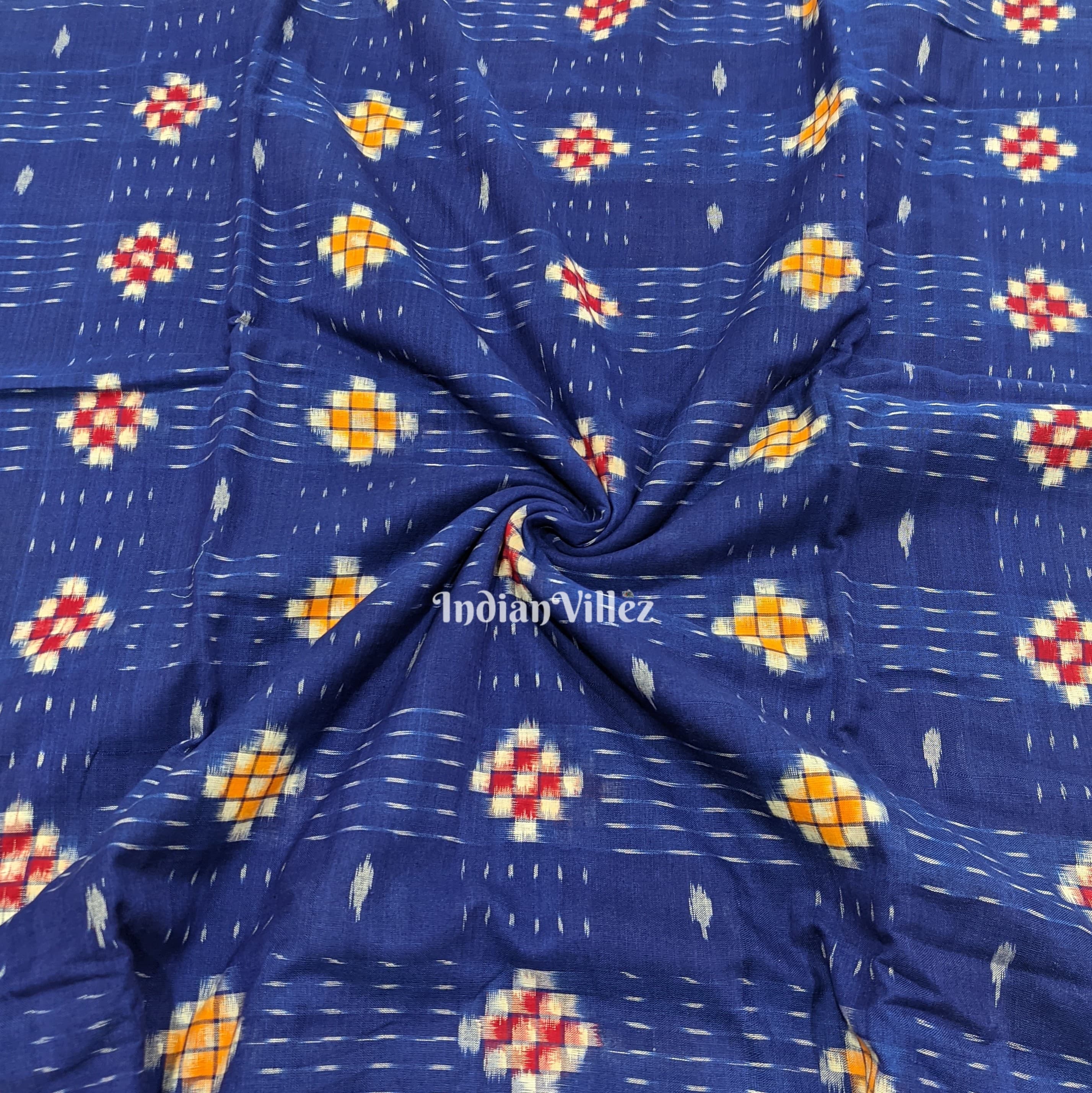 IndianVillèz Blue Pasapali Sambalpuri Ikat Cotton Fabric