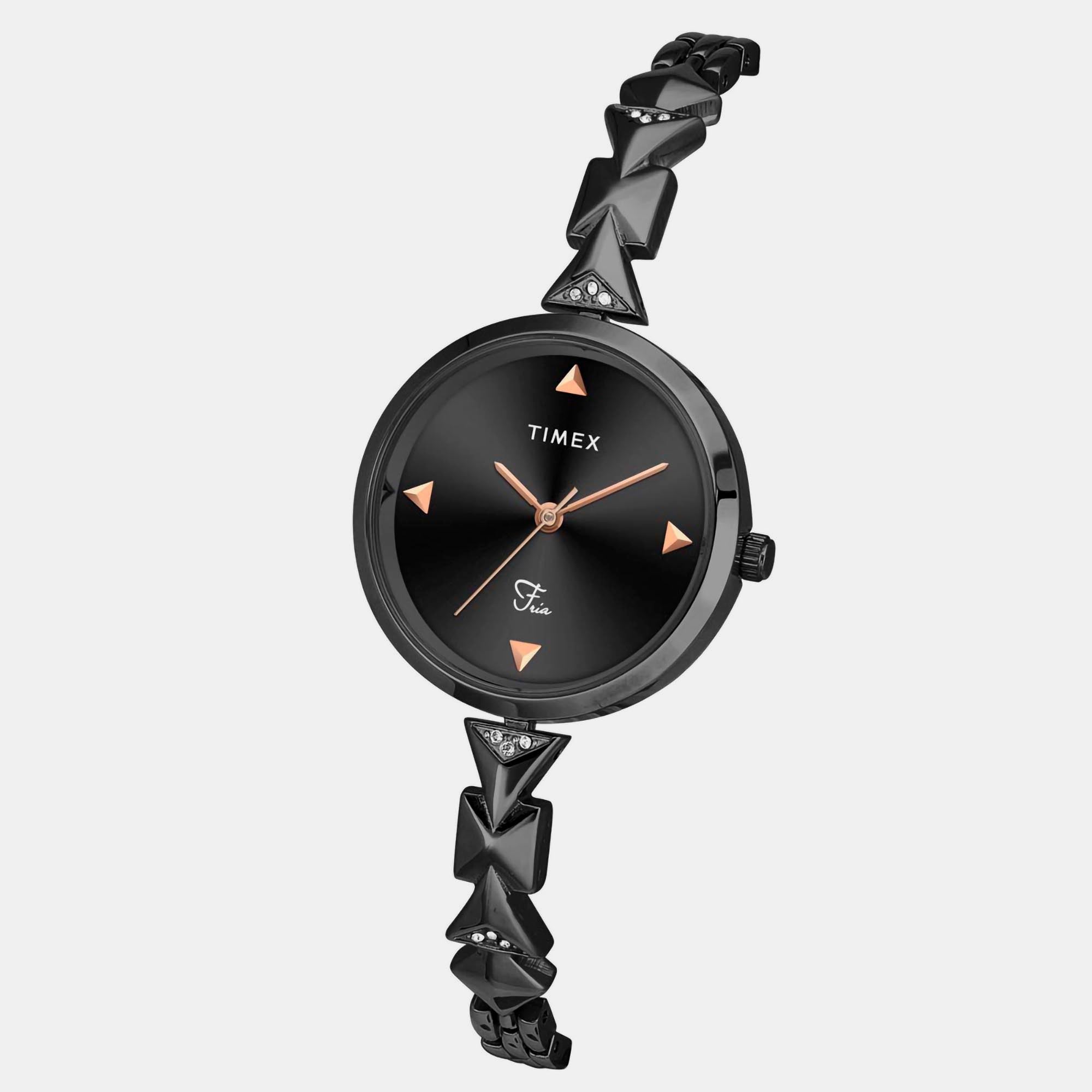 Timex Fria Women Quartz Black Dial Analog Brass Watch TWEL18303