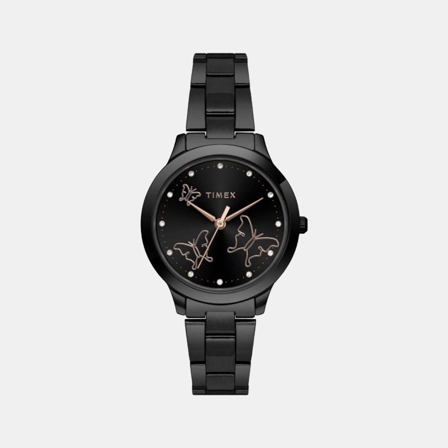 Timex Fashion Women Quartz Black Dial Analog Stainless Steel Watch TW000T633