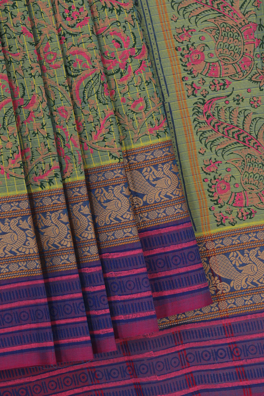 Kalanjali Ethnics Hand block printed cotton saree