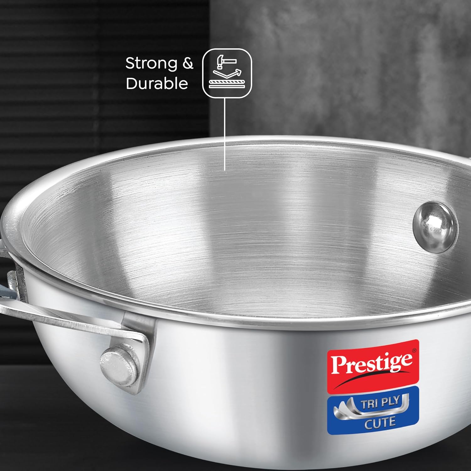 Prestige Tri-Ply Stainless Steel Cute 12 cm Kadai | Gas & Induction Compatible | Silver - view 6