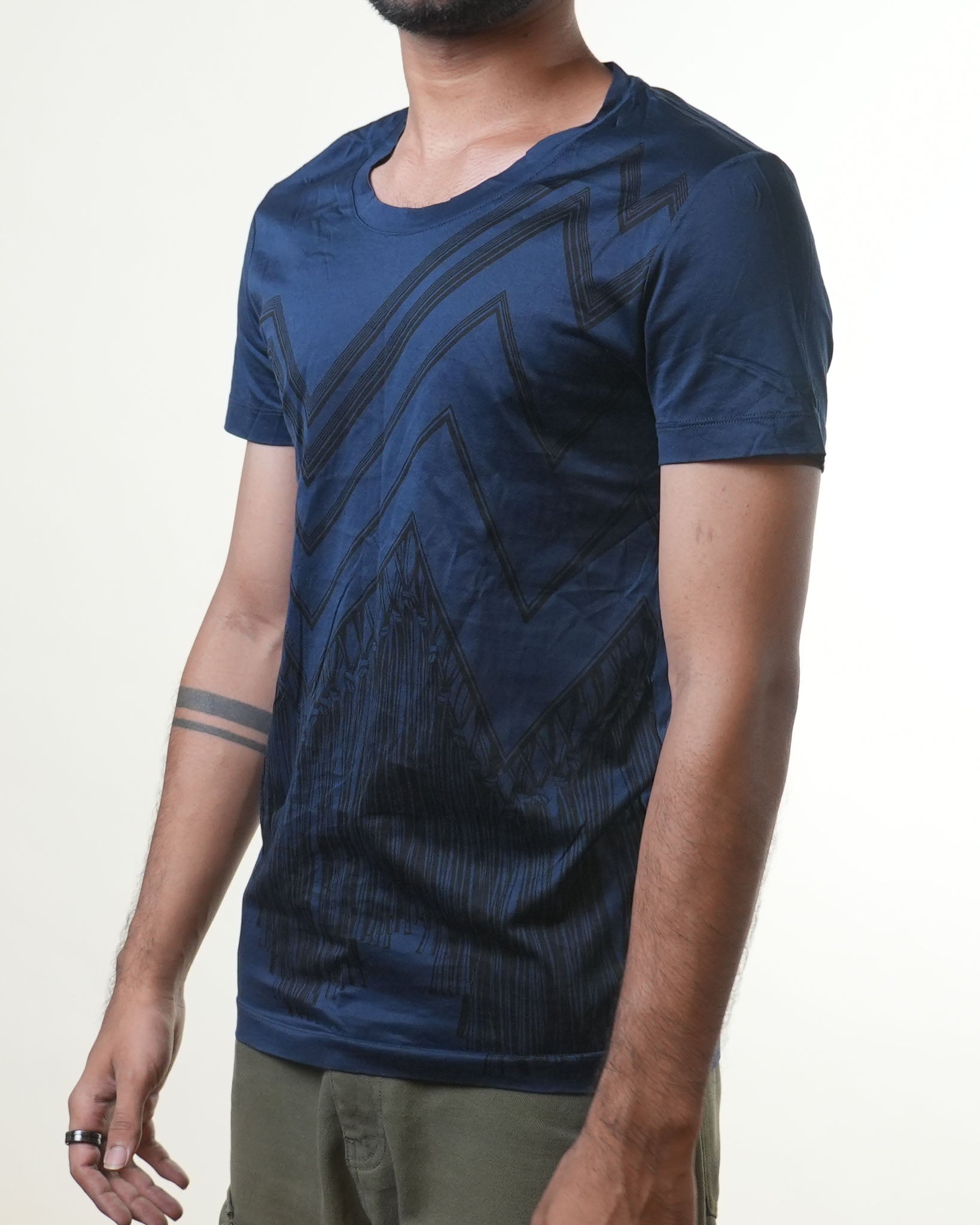 Versace Navy Blue Black Print Tshirt - view 2
