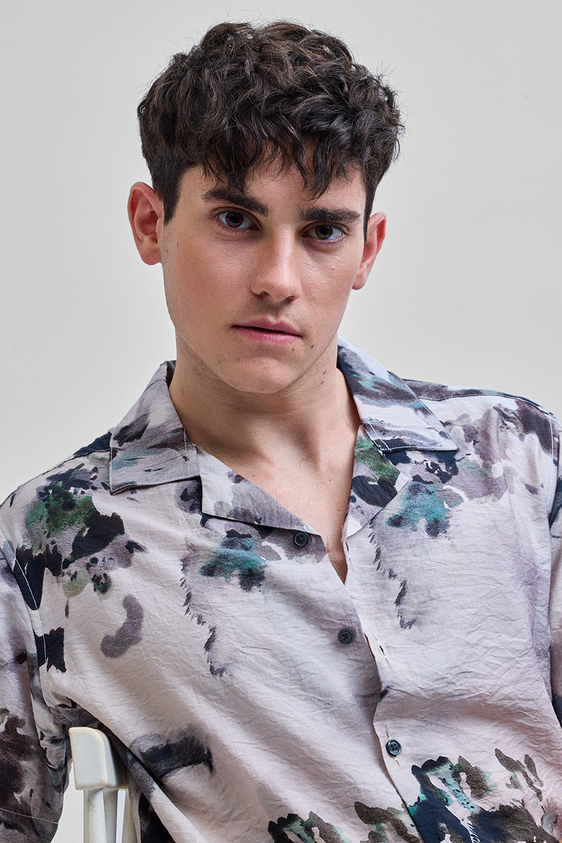 SNITCH Light Grey Abstract Box Fit Shirt - view 5