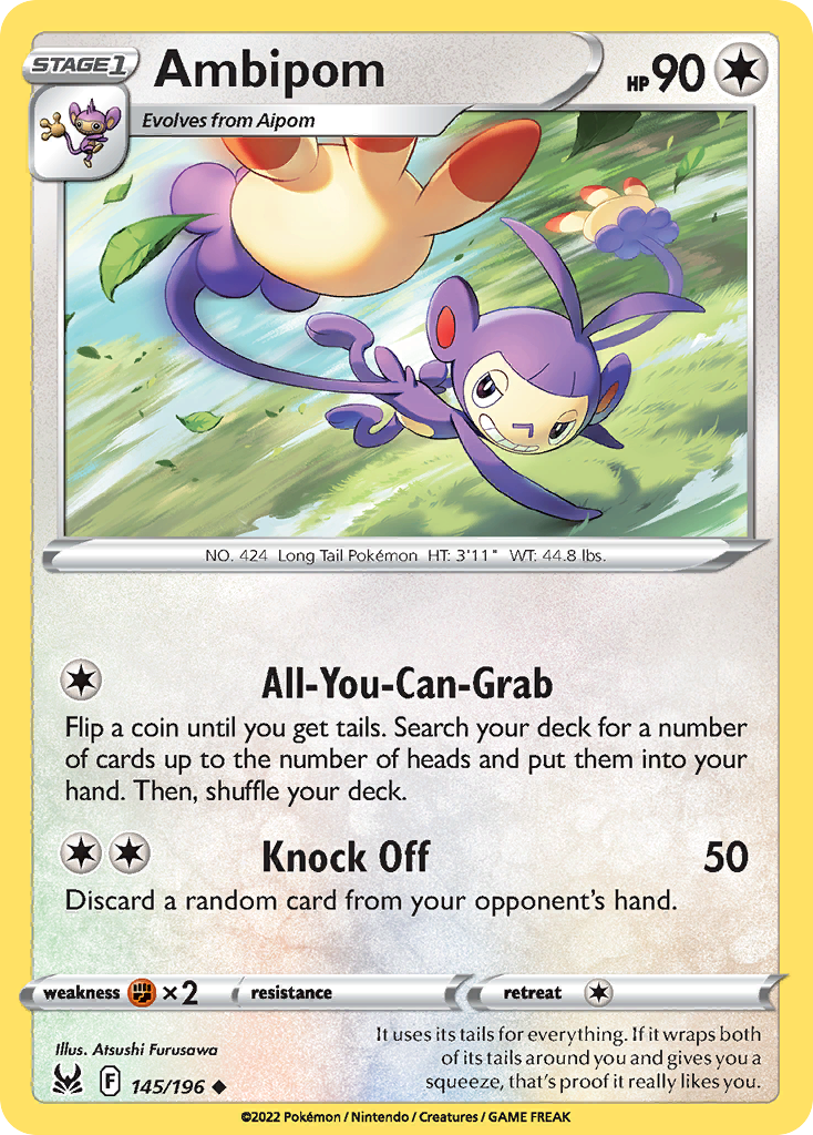 Uncommon swsh11-145 reverse – Pokémon Ambipom - 145/196 - Uncommon [swsh11-145] [Reverse Holo] - Ambipom - 145/196 - Uncommon