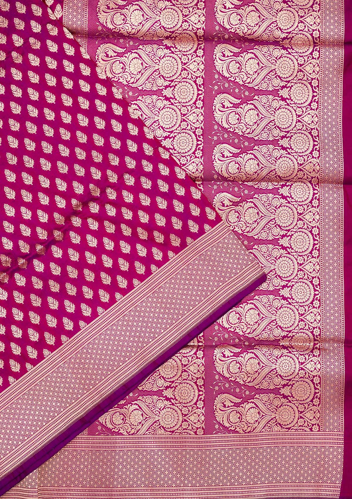 Koskii Magenta Pink Zariwork Pure Silk Saree – Women's - view 3