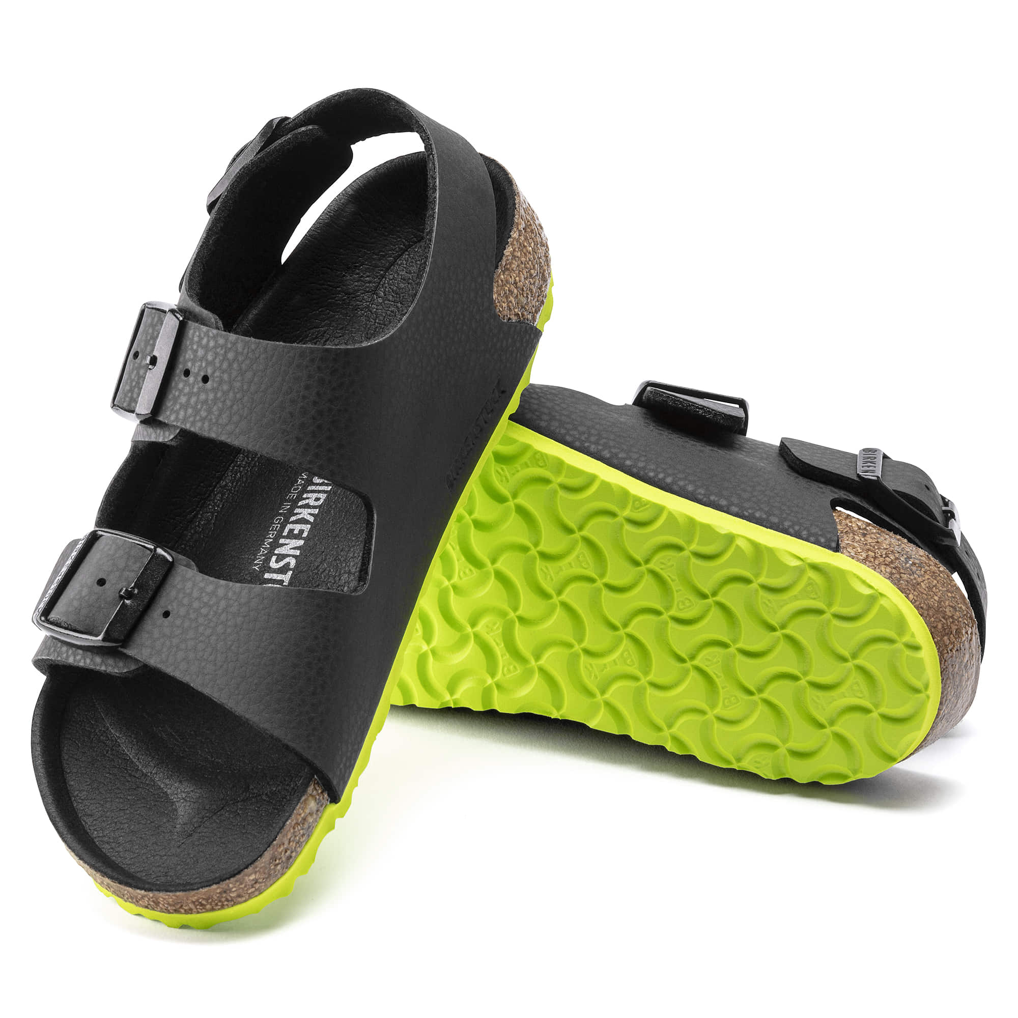 Birkenstock Milano Kids Birko-Flor – Black Black/Desert Soil Black Lime