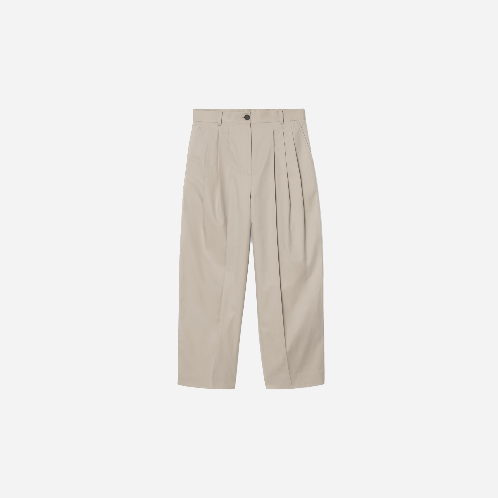 Cos Pleated Barrel-Leg Cotton Pants – Beige