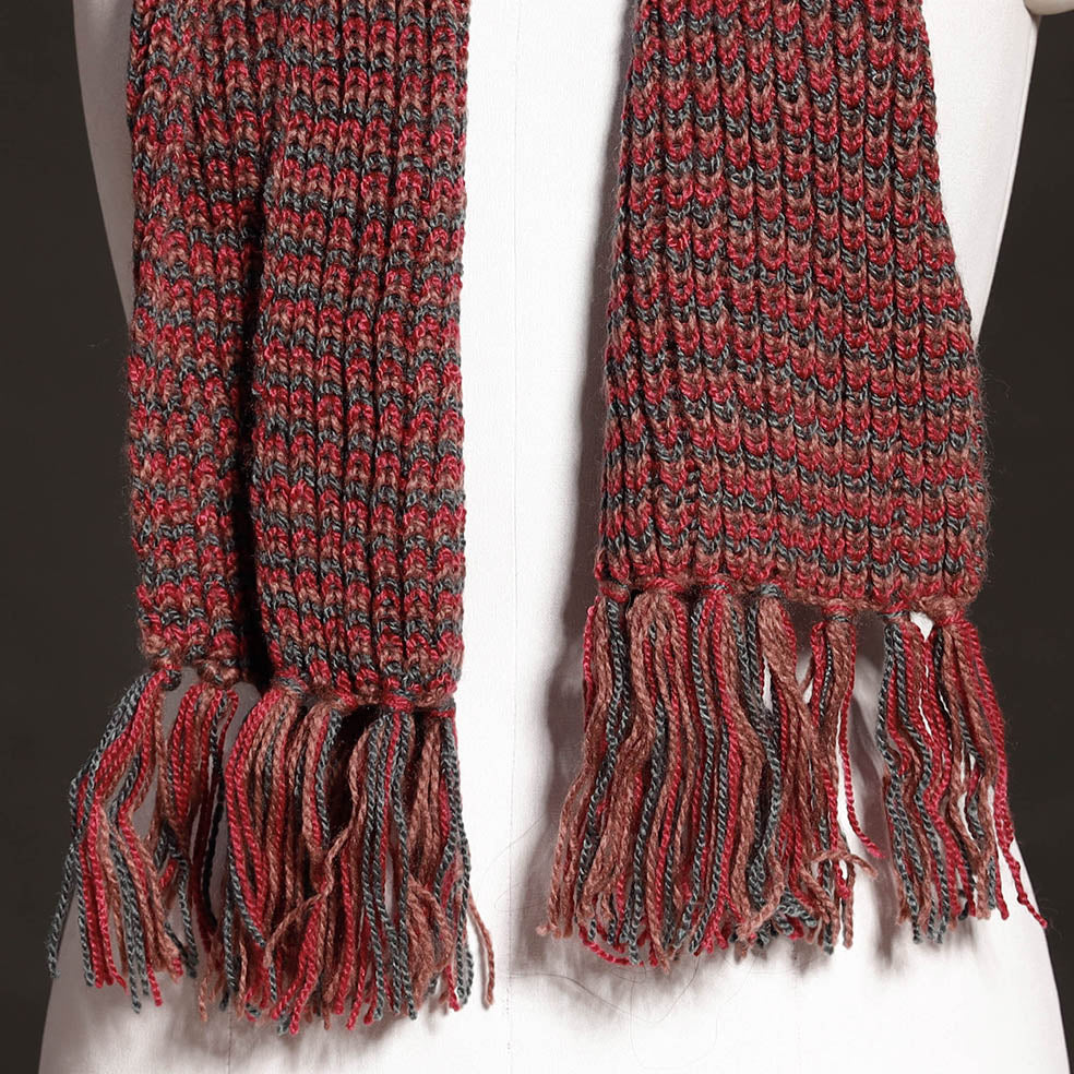 KILMORA Brown - Kumaun Hand Knitted Woolen Muffler (90 in) - view 2