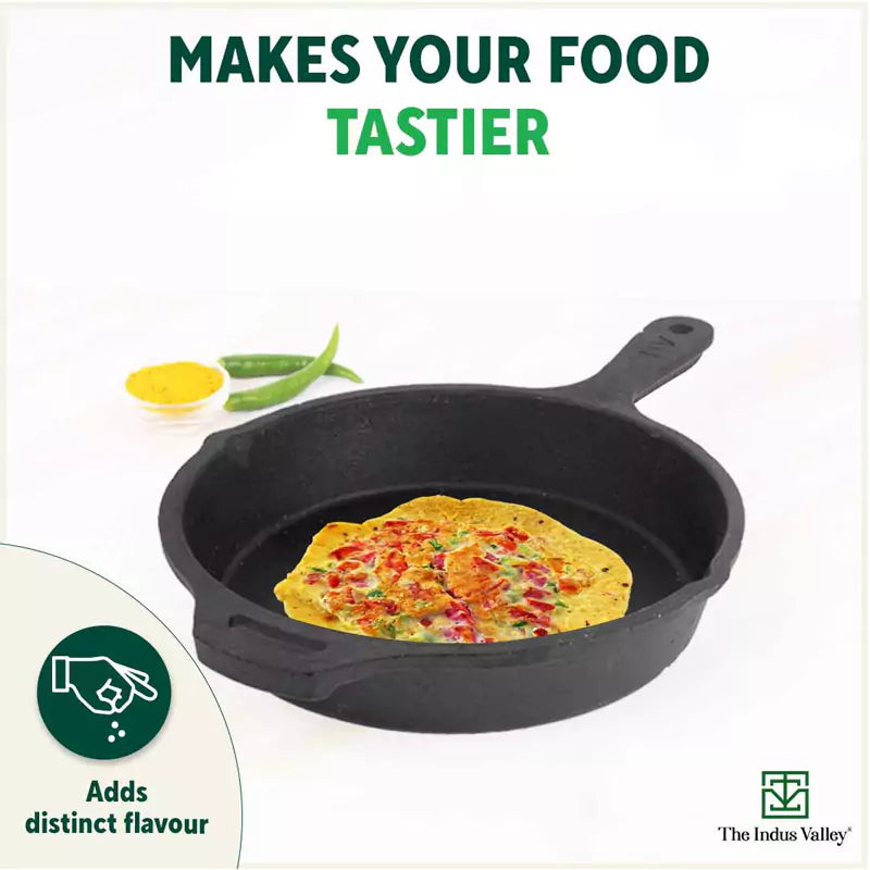 The Indus Valley CASTrong Cast Iron Fry Pan, Pre-seasoned, Nonstick, 100% Pure, Toxin-free, Induction, 25cm, 1.6L, 2.4kg - view 9