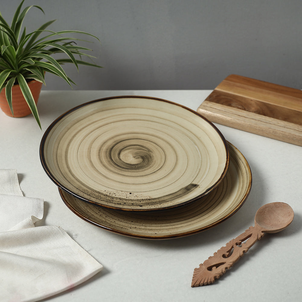 HAVELI CHRONICLES Beige - Hand Glazed Ceramic Plates (Set of 2)