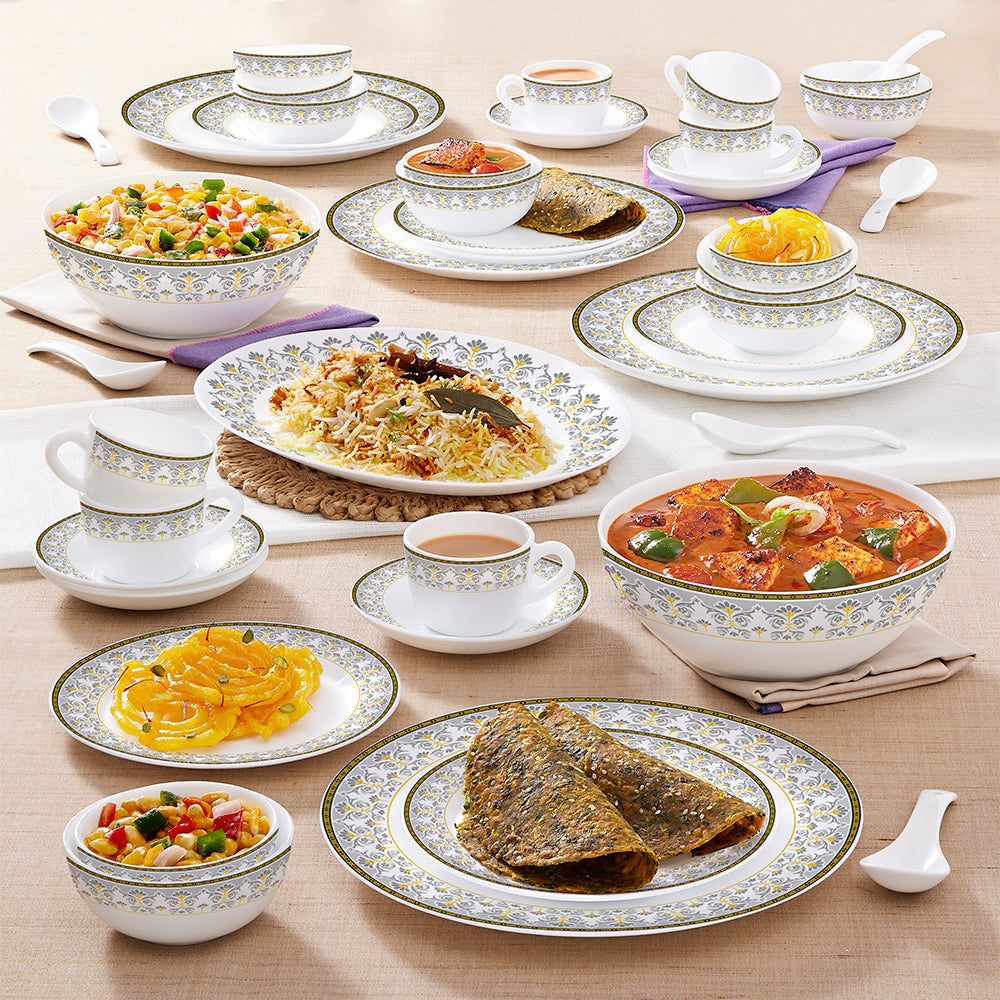 Larah by Borosil - Vatika Kohinoor Series Opalware Dinner Set | Set of 45 Pcs - view 2