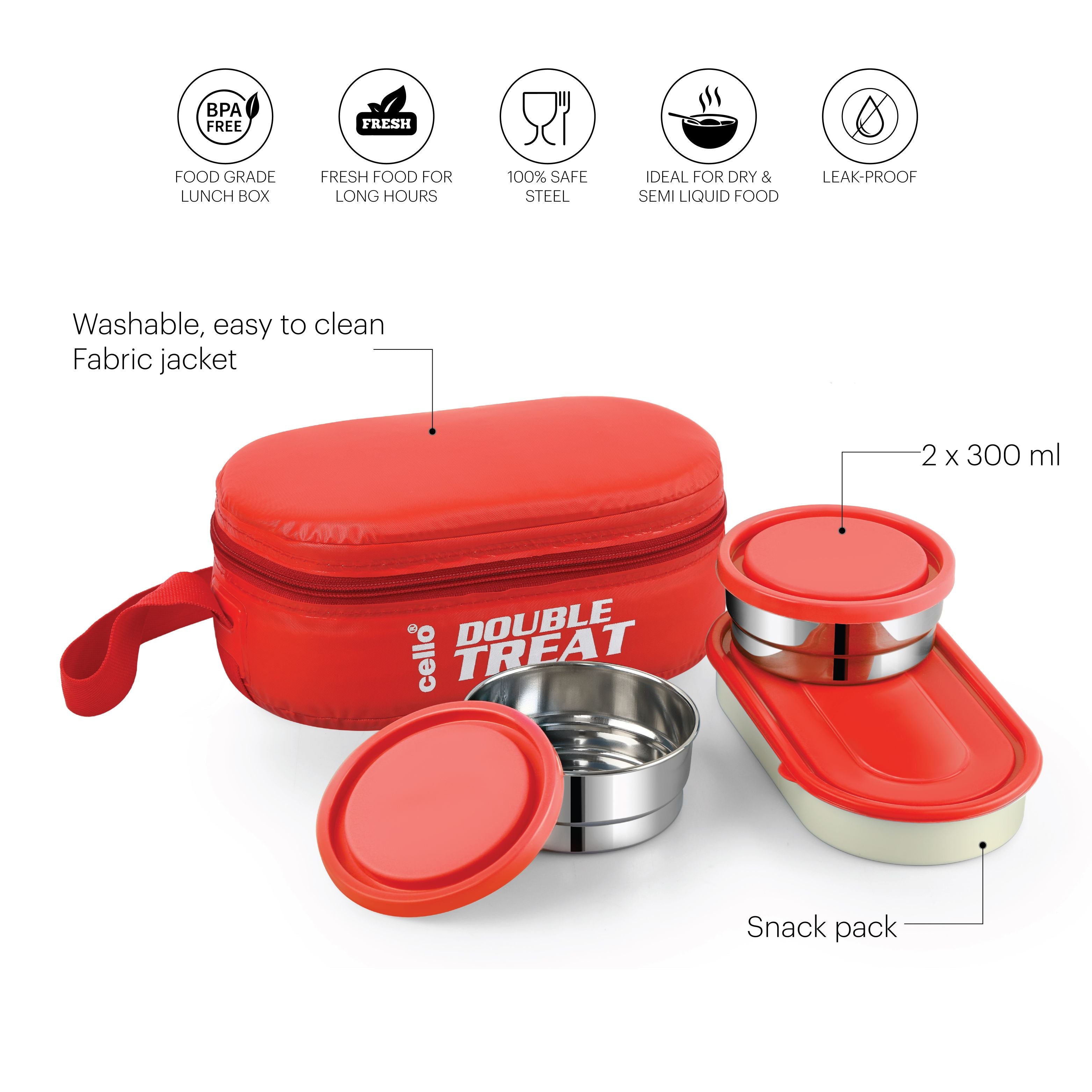 Cello Double Treat Lunch Box with Jacket, Set of 3 - view 3