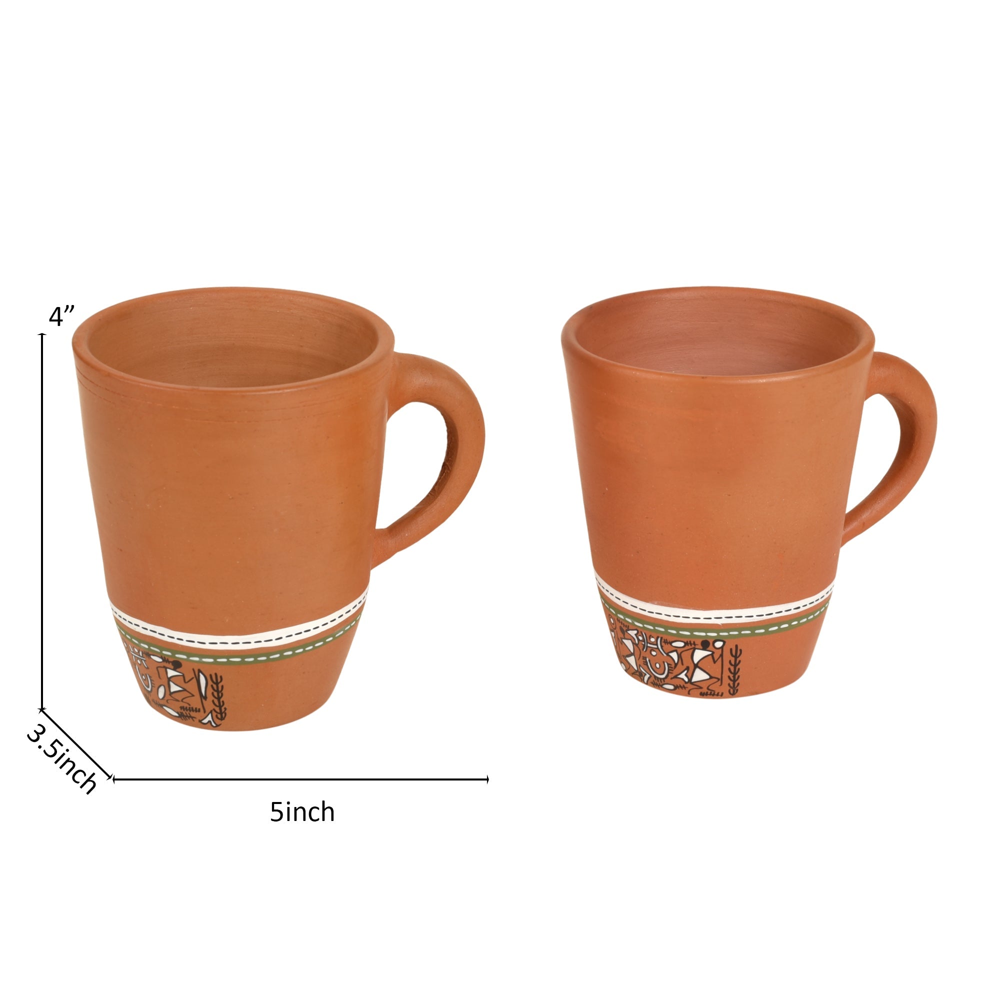 ART CREATIONS BY SUMAN SONTHALIA Brown - Knosh-3 Earthen Mugs with Tribal Motifs (Set of 2) - view 4