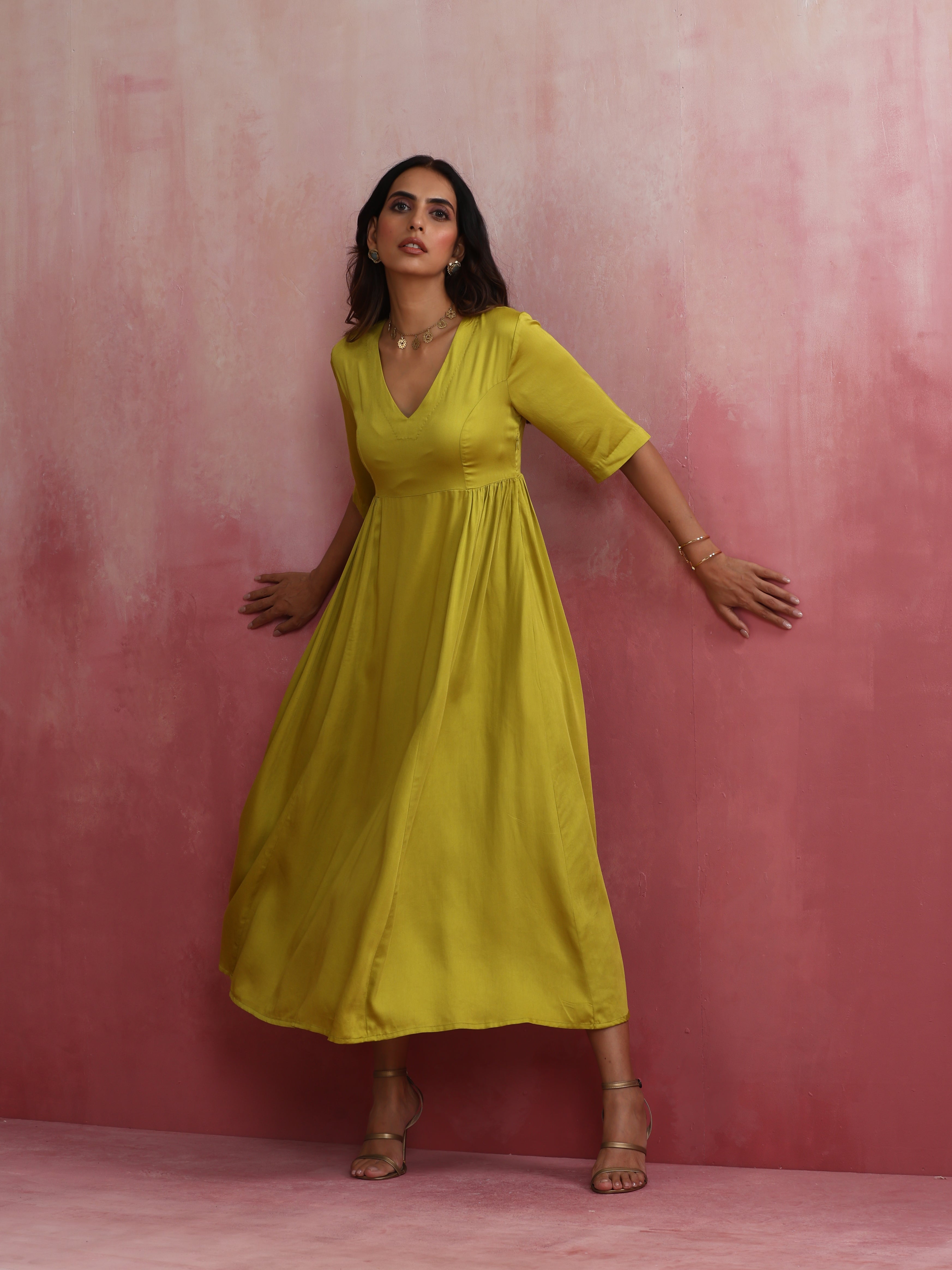 trueBrowns Modal Lime Green Dress - view 8