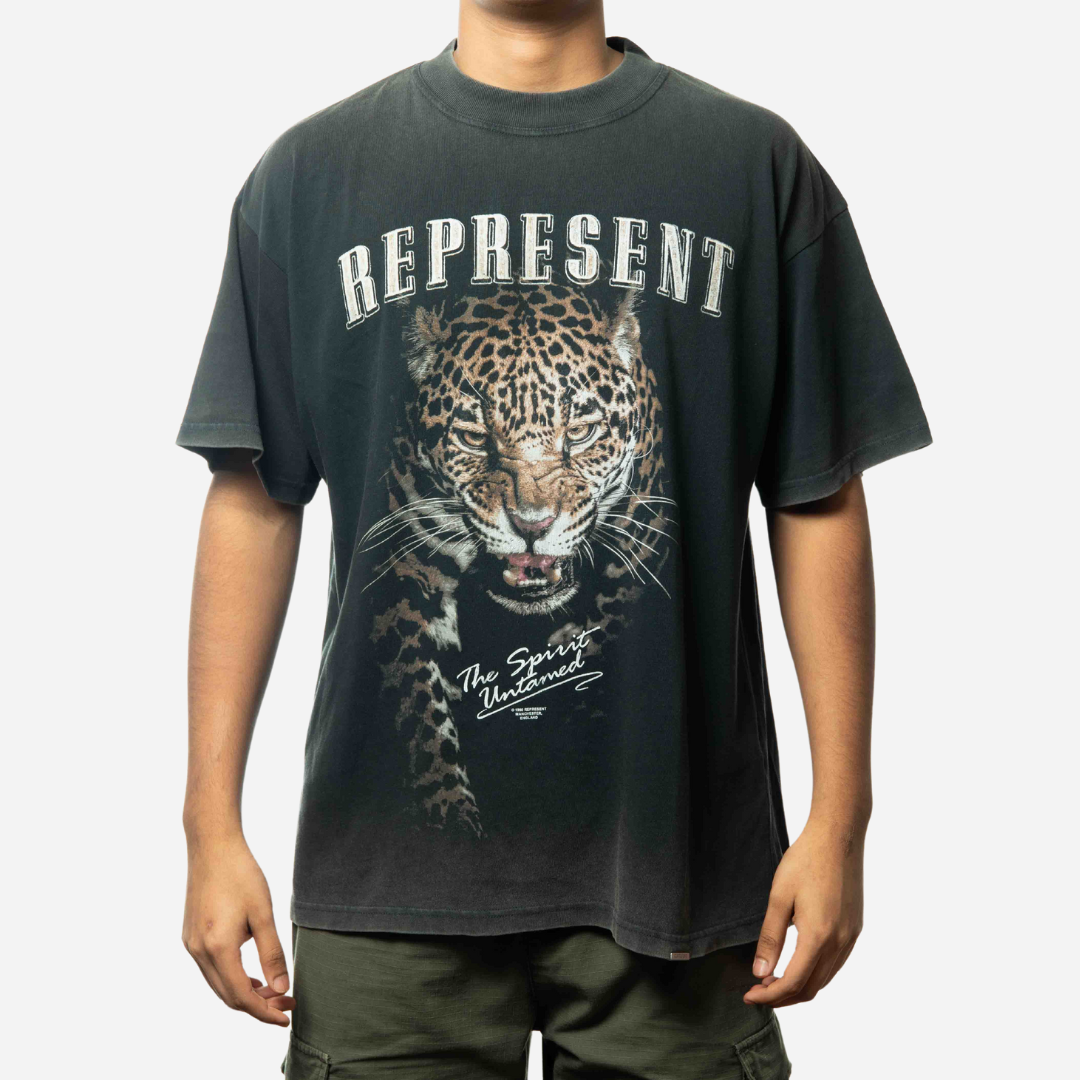 Represent - Certified Thrift Vintage Represent The Spirit Untamed Leopard T-Shirt - Black
