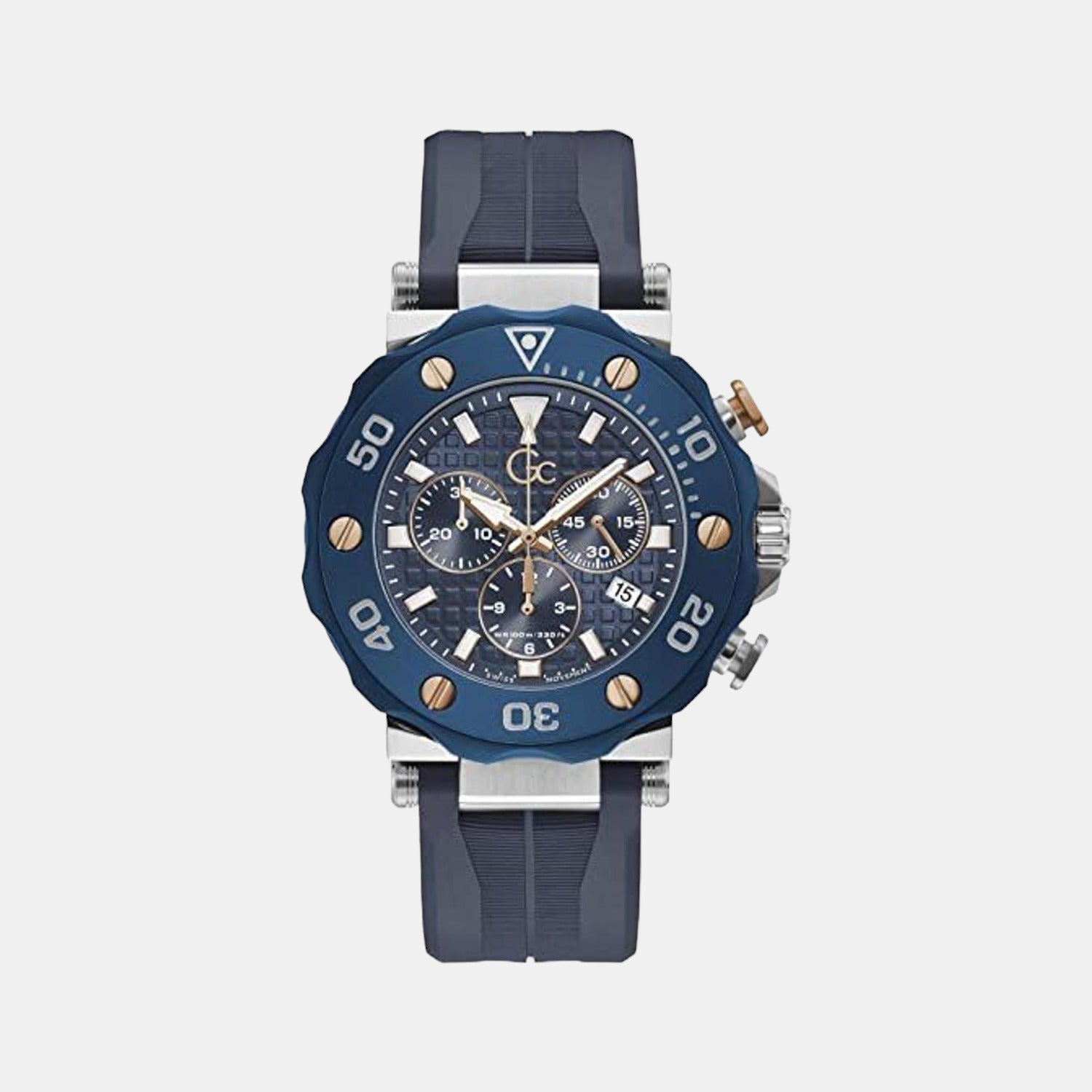 GC DiverCode Chrono Men Quartz Blue Dial Chronograph Silicone Watch Y63006G7MF